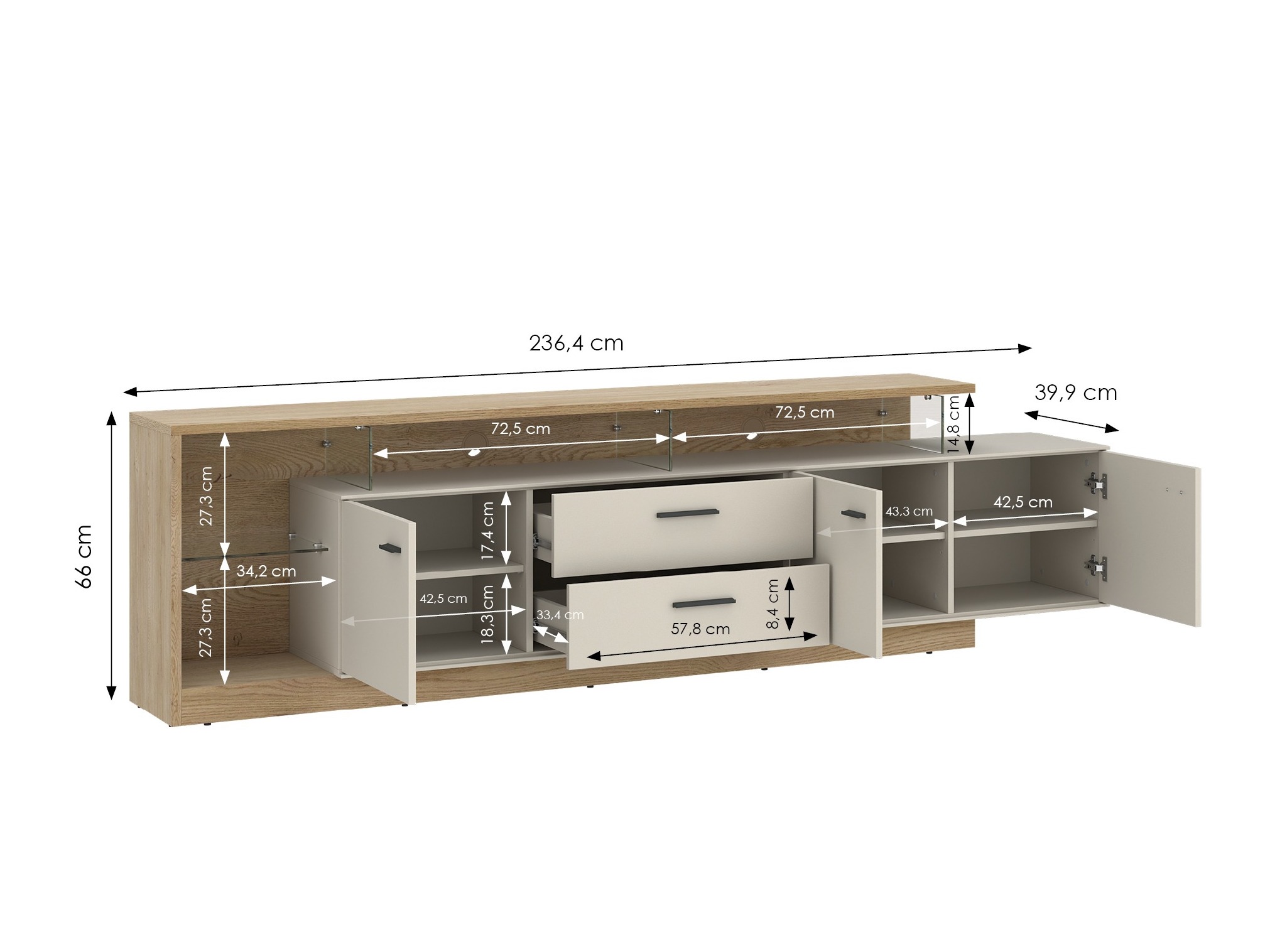 TV-bord Avicoro 107 (Sonoma eg + Kashmir)