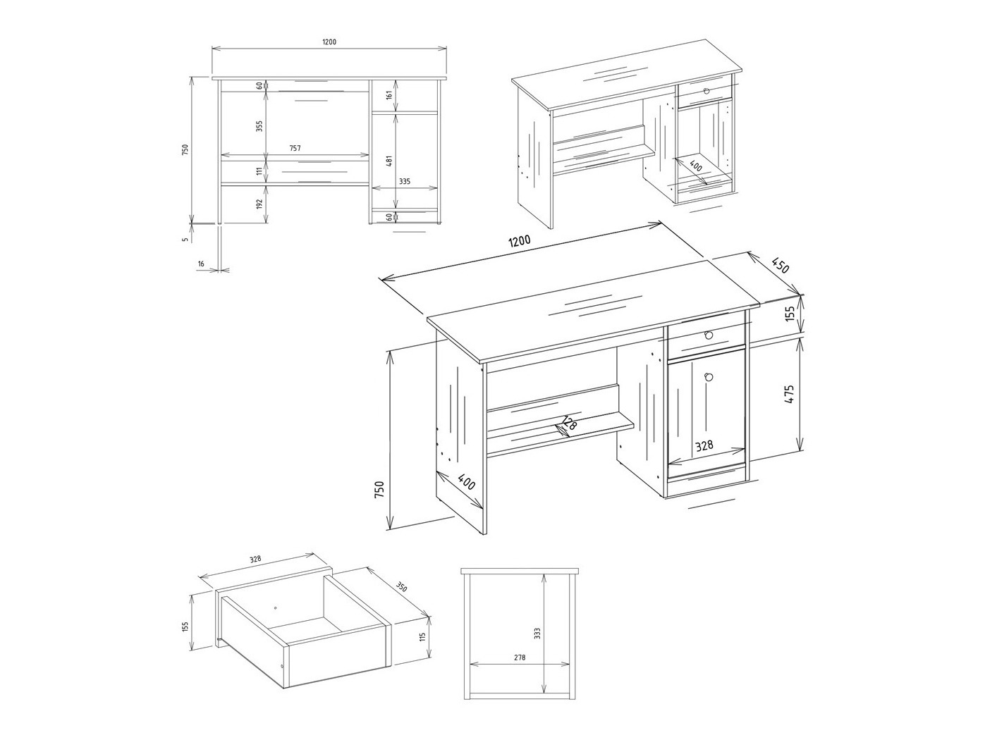 Skrivebord Mandeville 376 (Artisan eg)