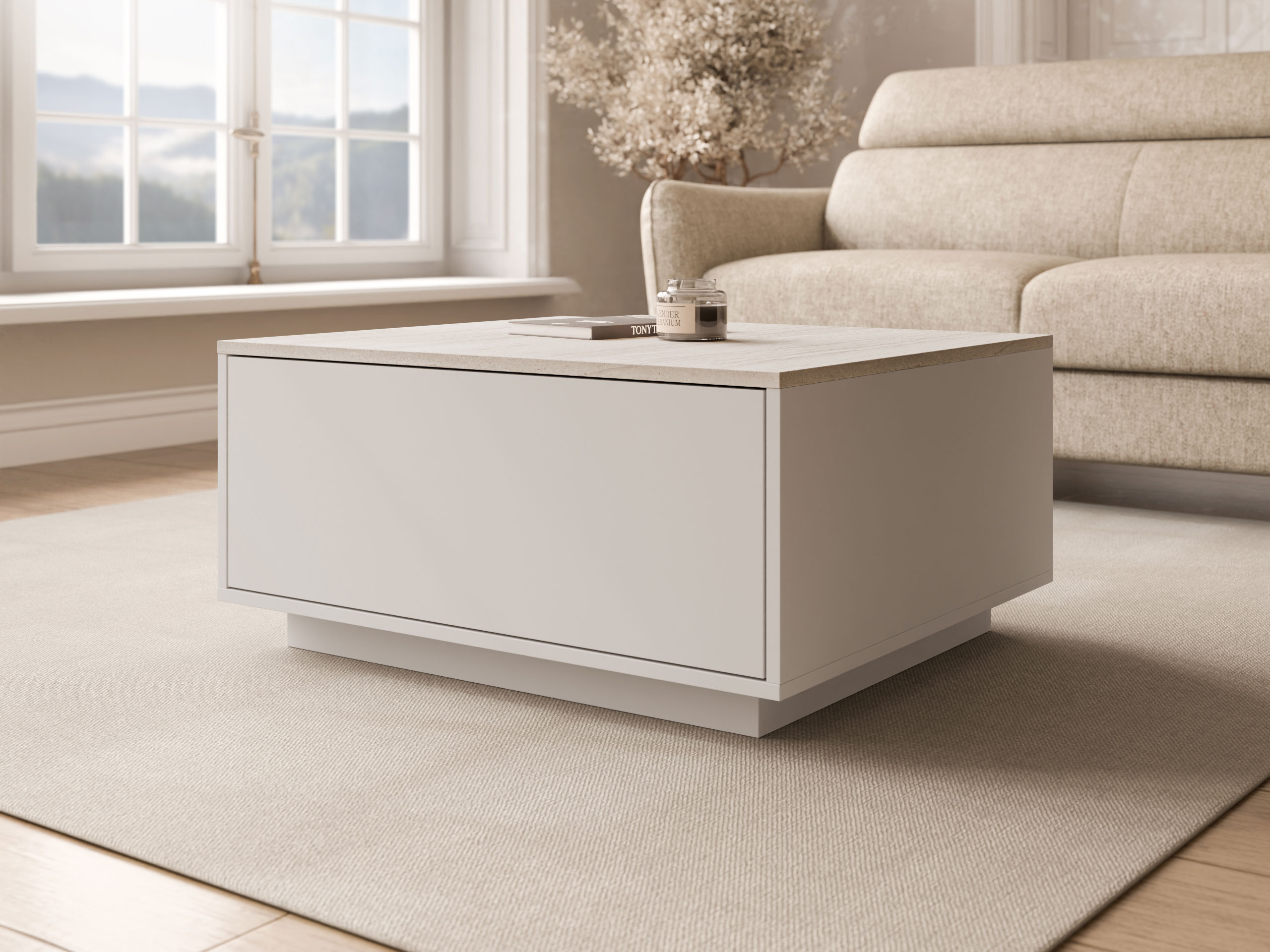 Sofabord Comfivo Unda (Lys travertin + Beige)