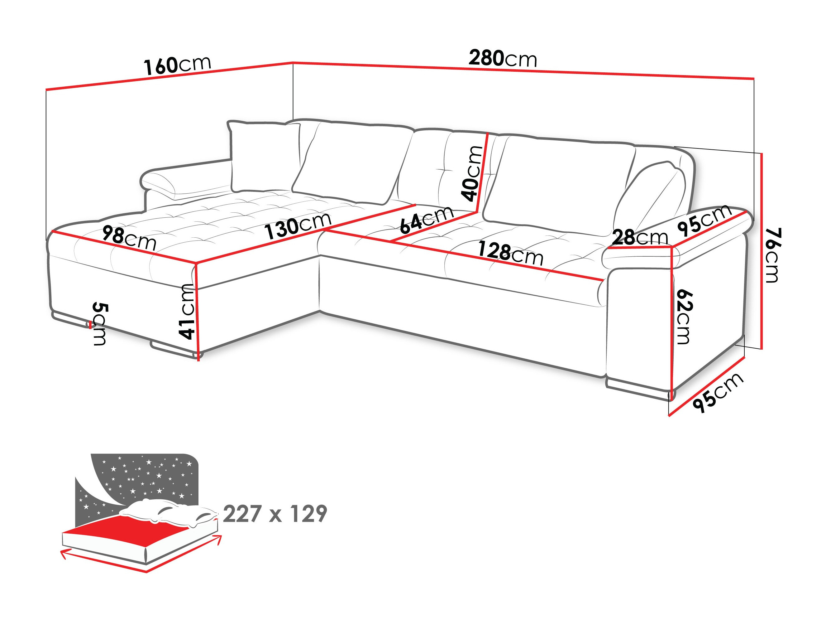 Hjørnesofa Comfivo Mica (Lumo 55)