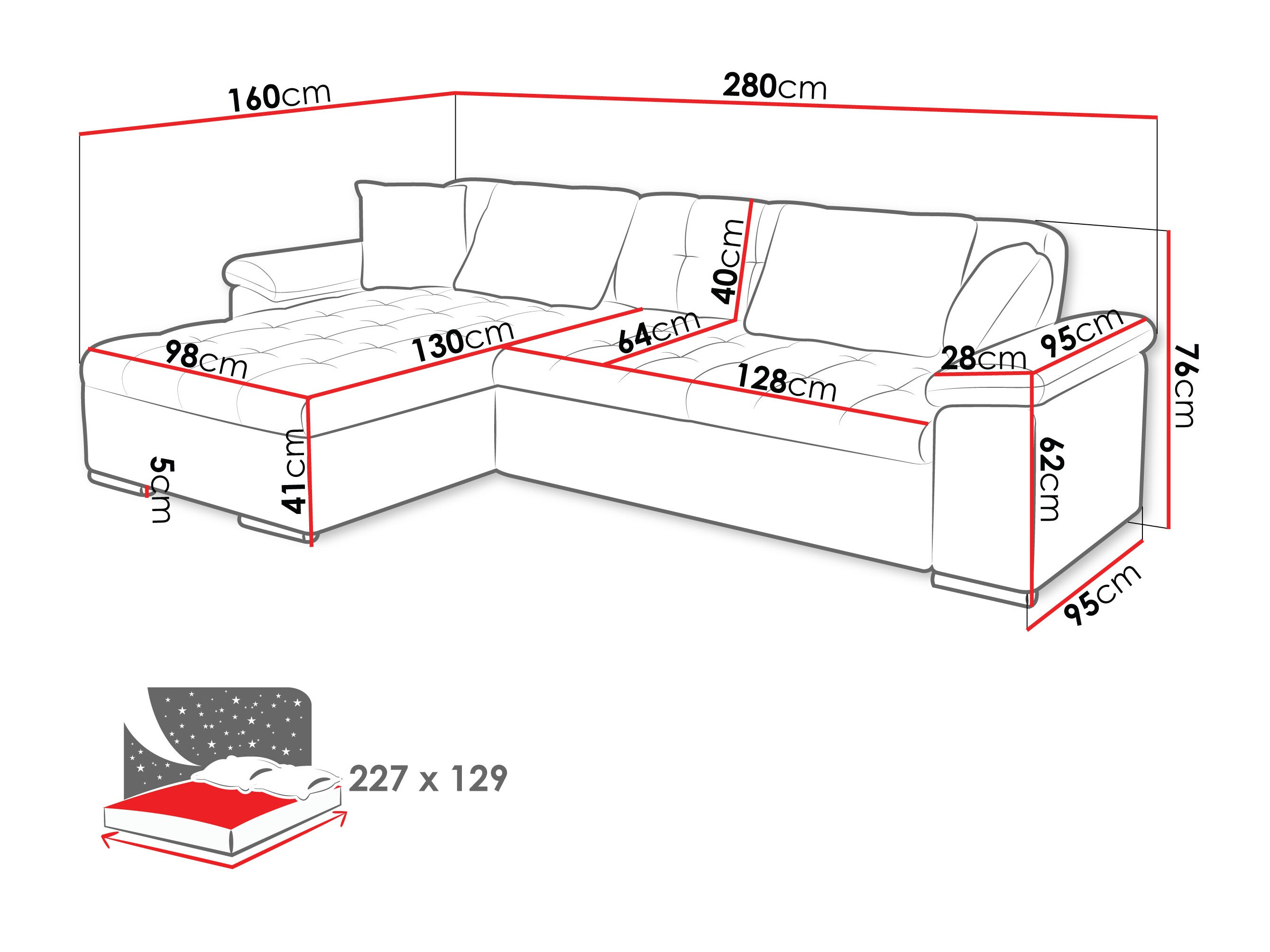 Hjørnesofa Comfivo Mica (Lumo 65)