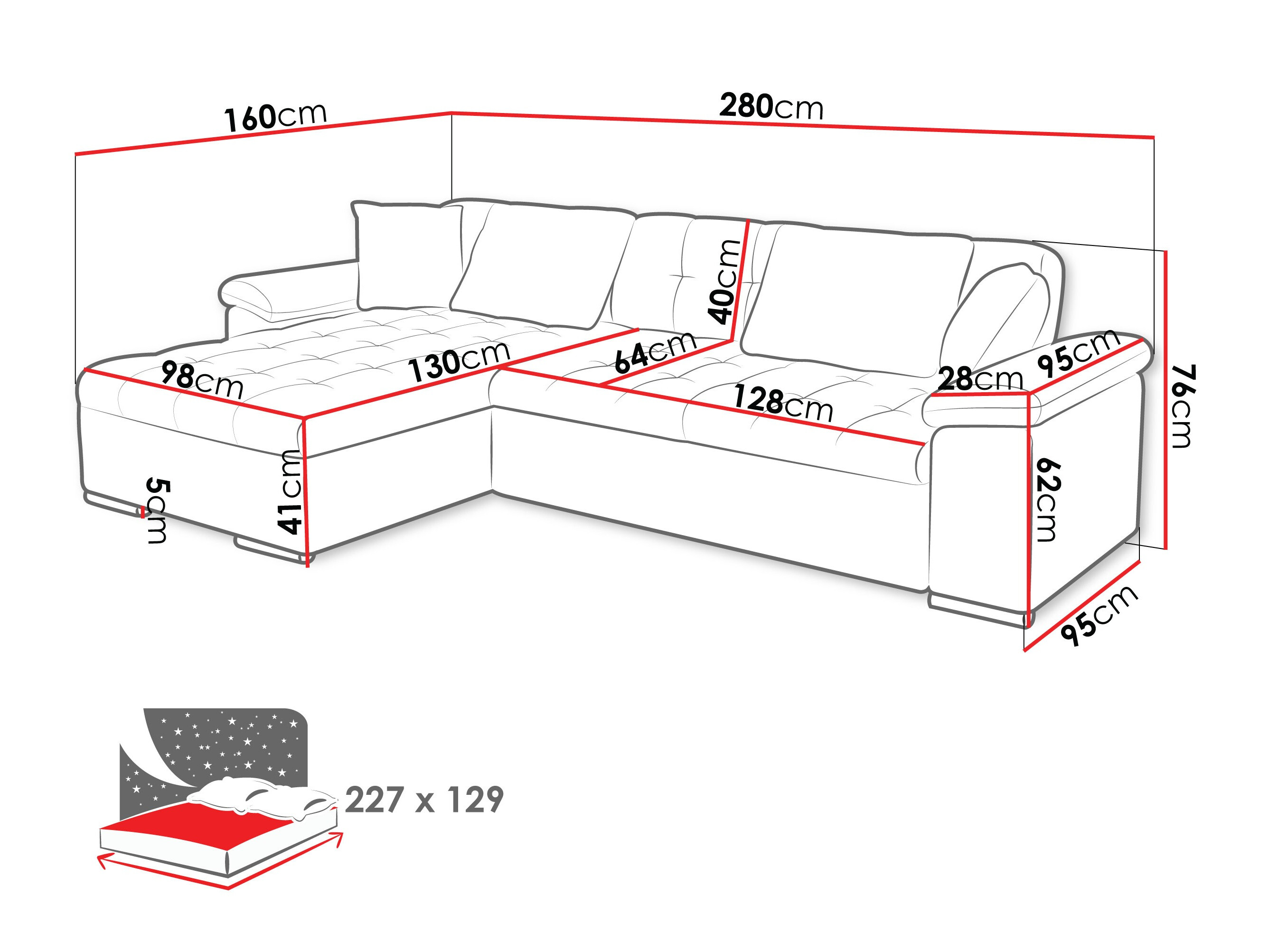 Hjørnesofa Comfivo Mica (Lumo 65)