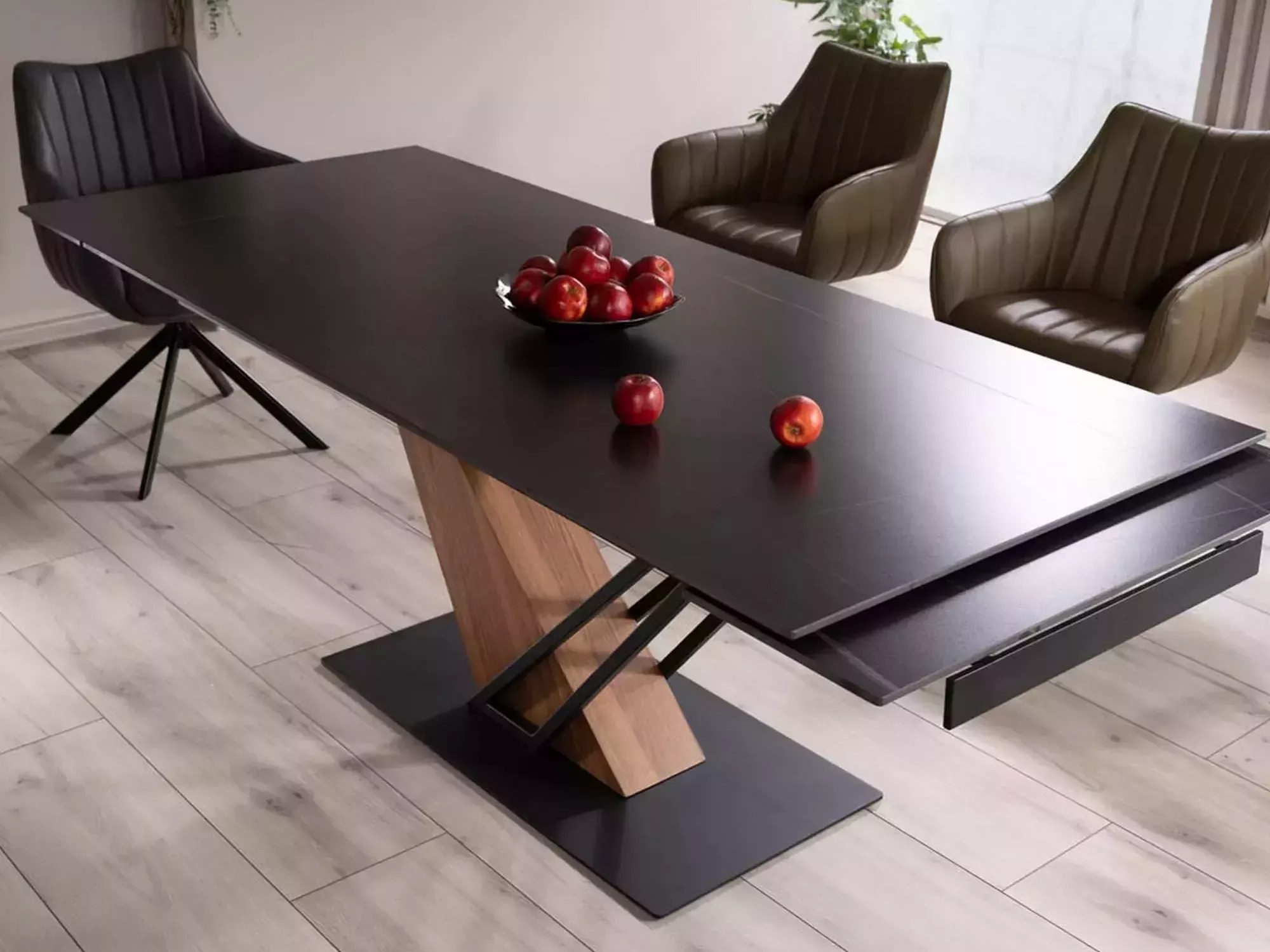 Bord Detroit 996 (Sort marmor + Egetræ)