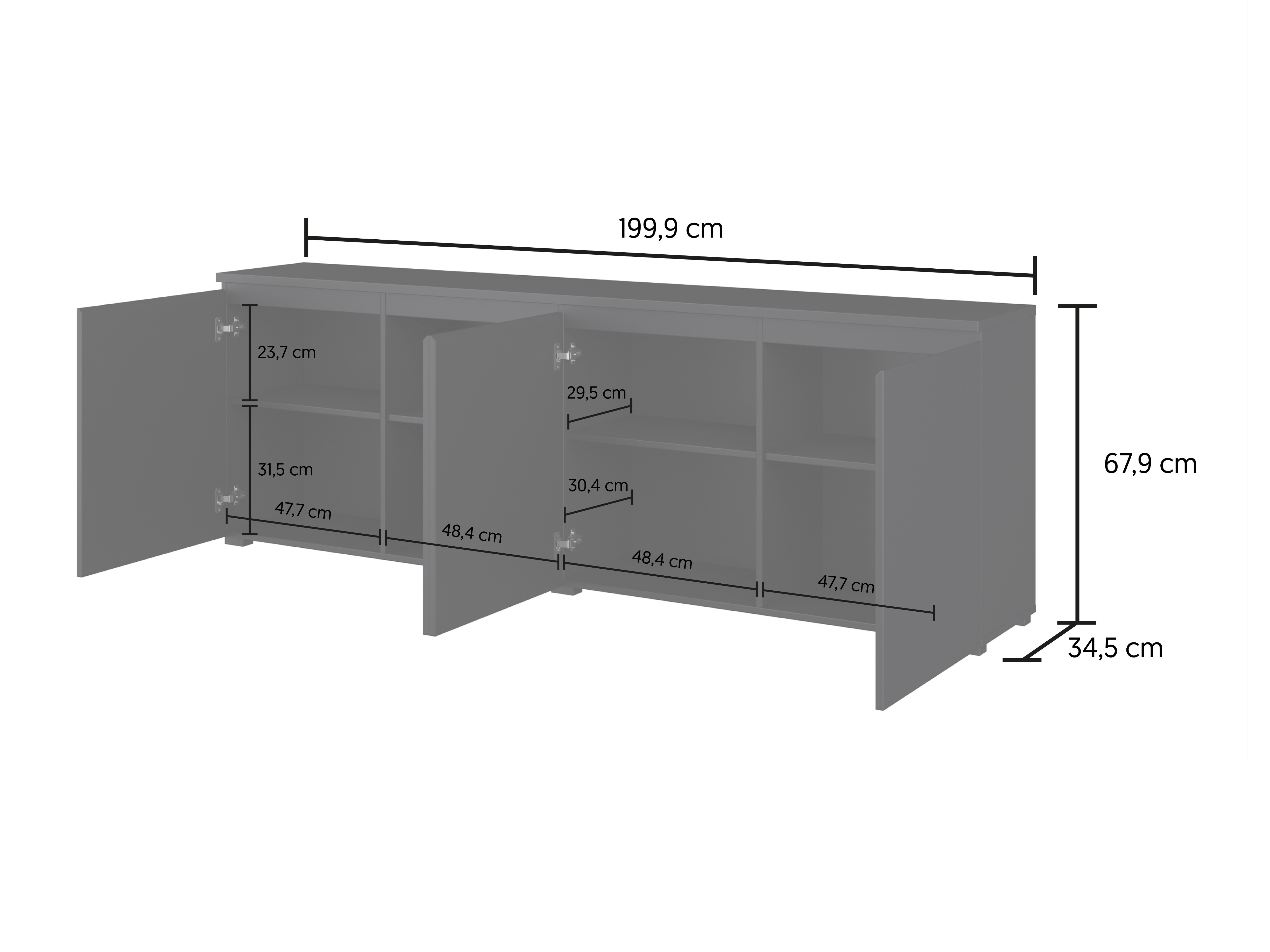 Skænk Baletu 105 (Hvid + Egetræ)