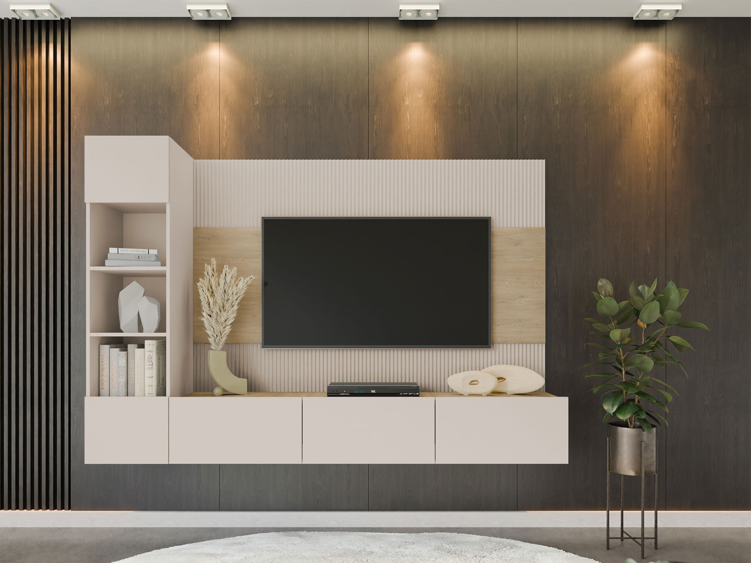 Stuemøbelsæt Comfivo Salix II (Beige + Cremona-eg)