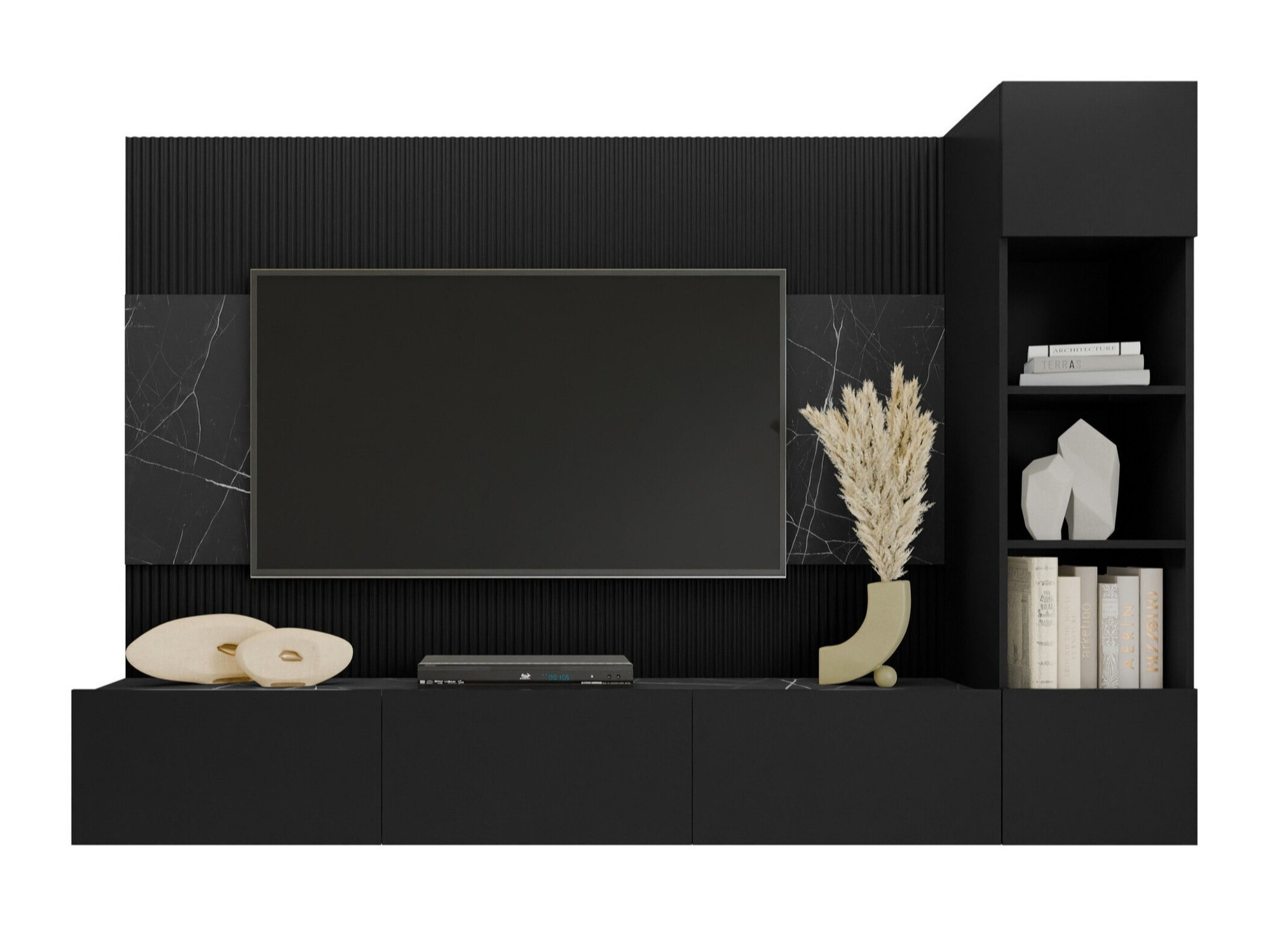 Stuemøbelsæt Comfivo Salix II (Sort + Sort marmor)