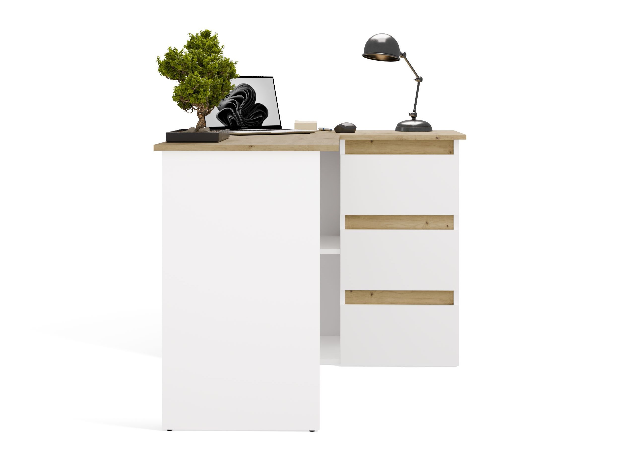Hjørneskrivebord Mandeville 365 (Artisan eg + Hvid)