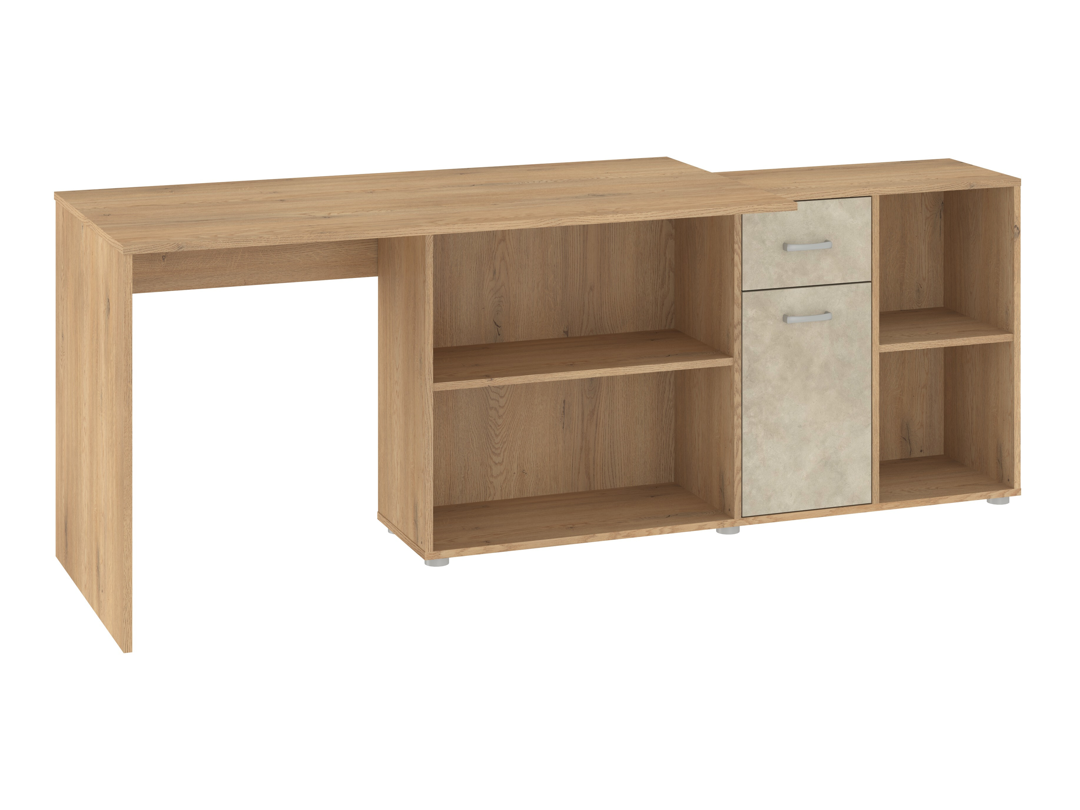 Hjørneskrivebord Gilroy 113 (Cremona-eg + Beige)
