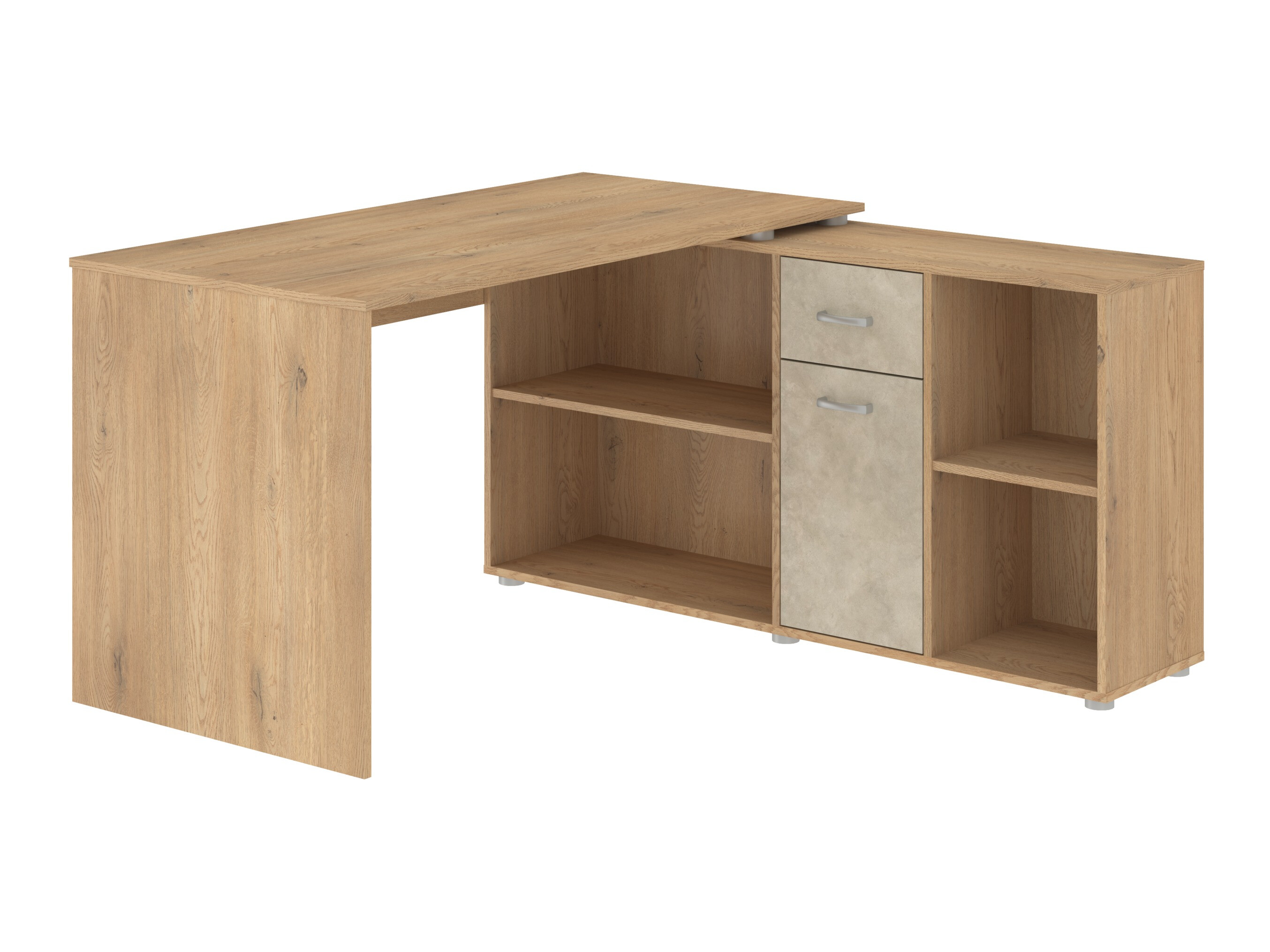 Hjørneskrivebord Gilroy 113 (Cremona-eg + Beige)