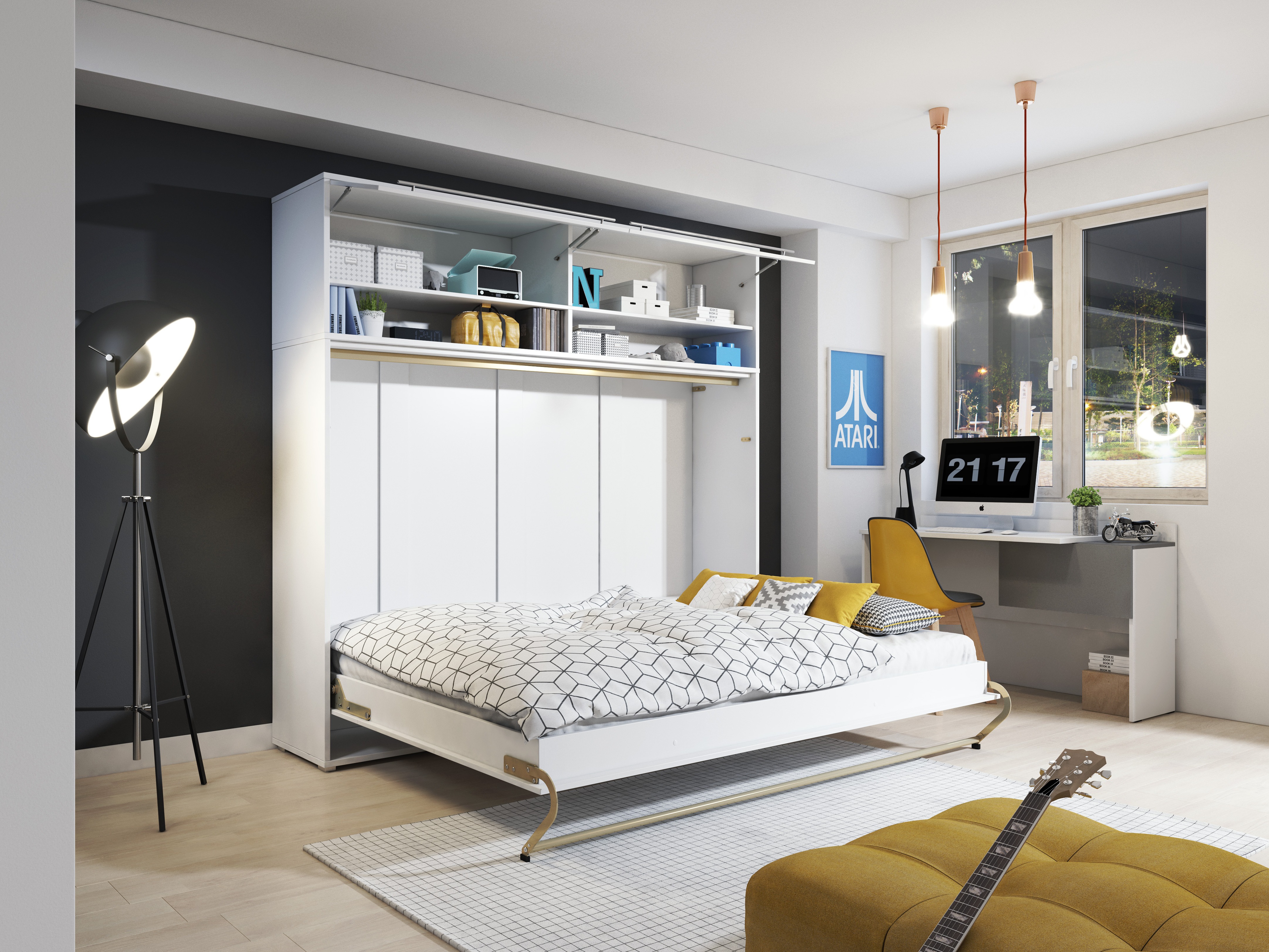 Vægseng Concept Pro Lenart IV (Hvid + Glansfuld hvid)