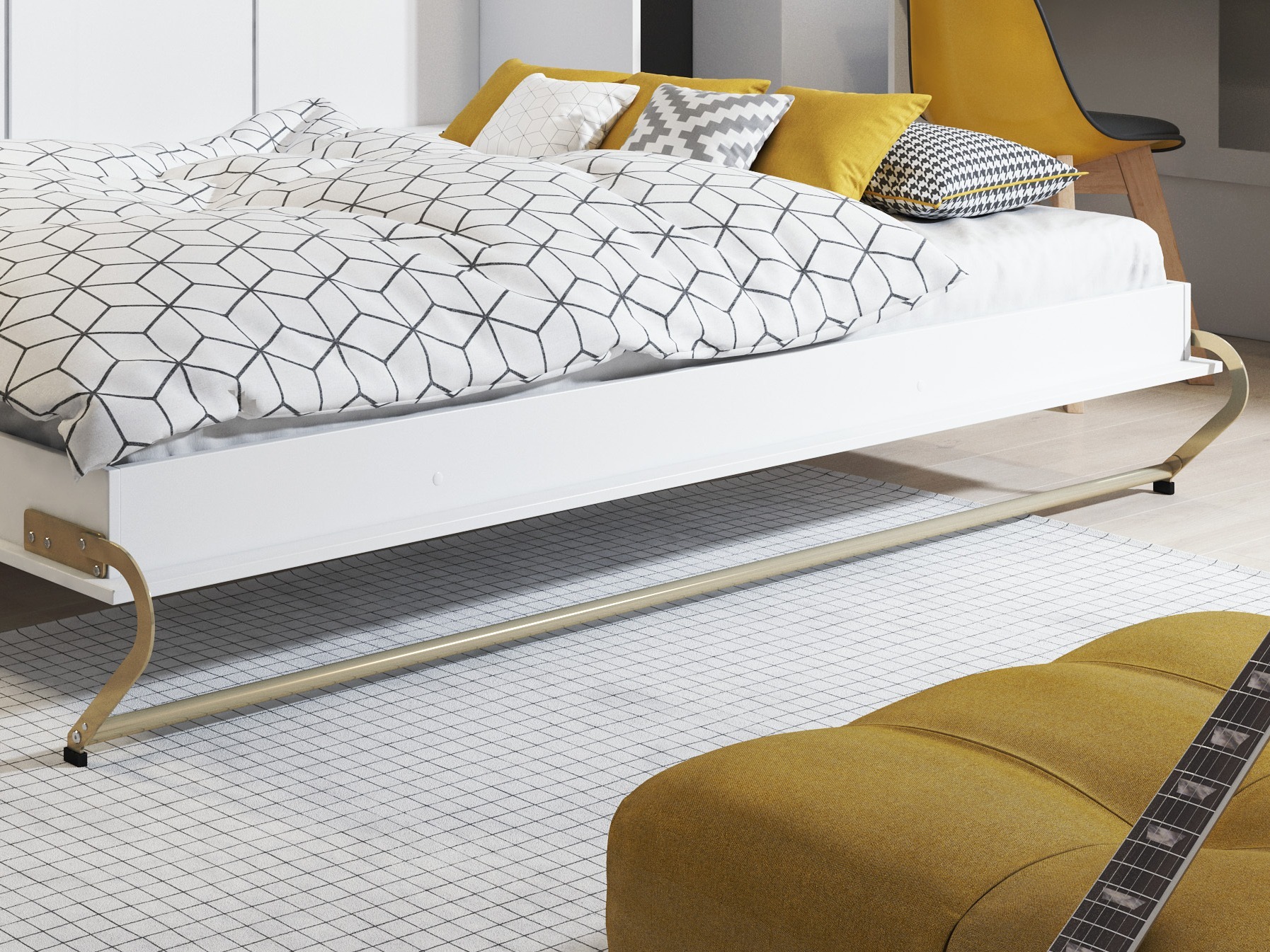 Vægseng Concept Pro Lenart IV (Hvid + Glansfuld hvid)