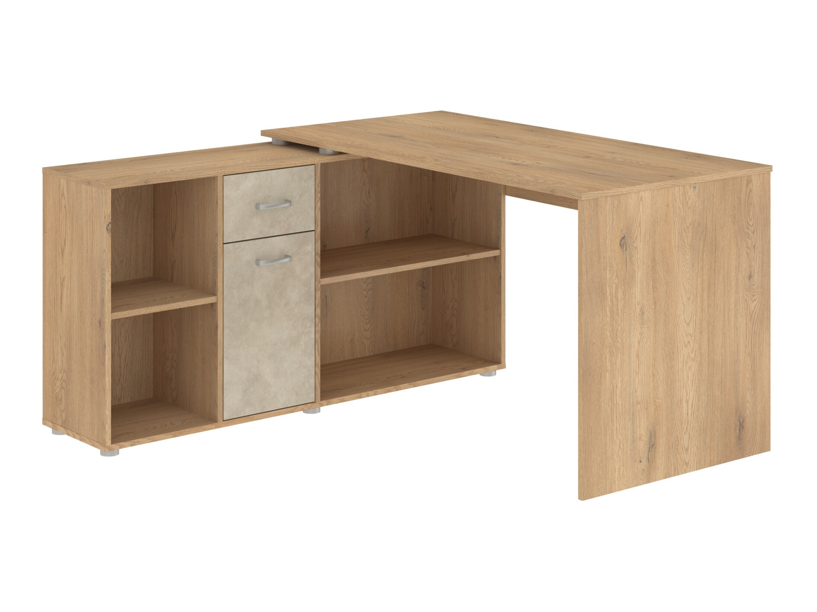 Hjørneskrivebord Gilroy 113 (Cremona-eg + Beige)