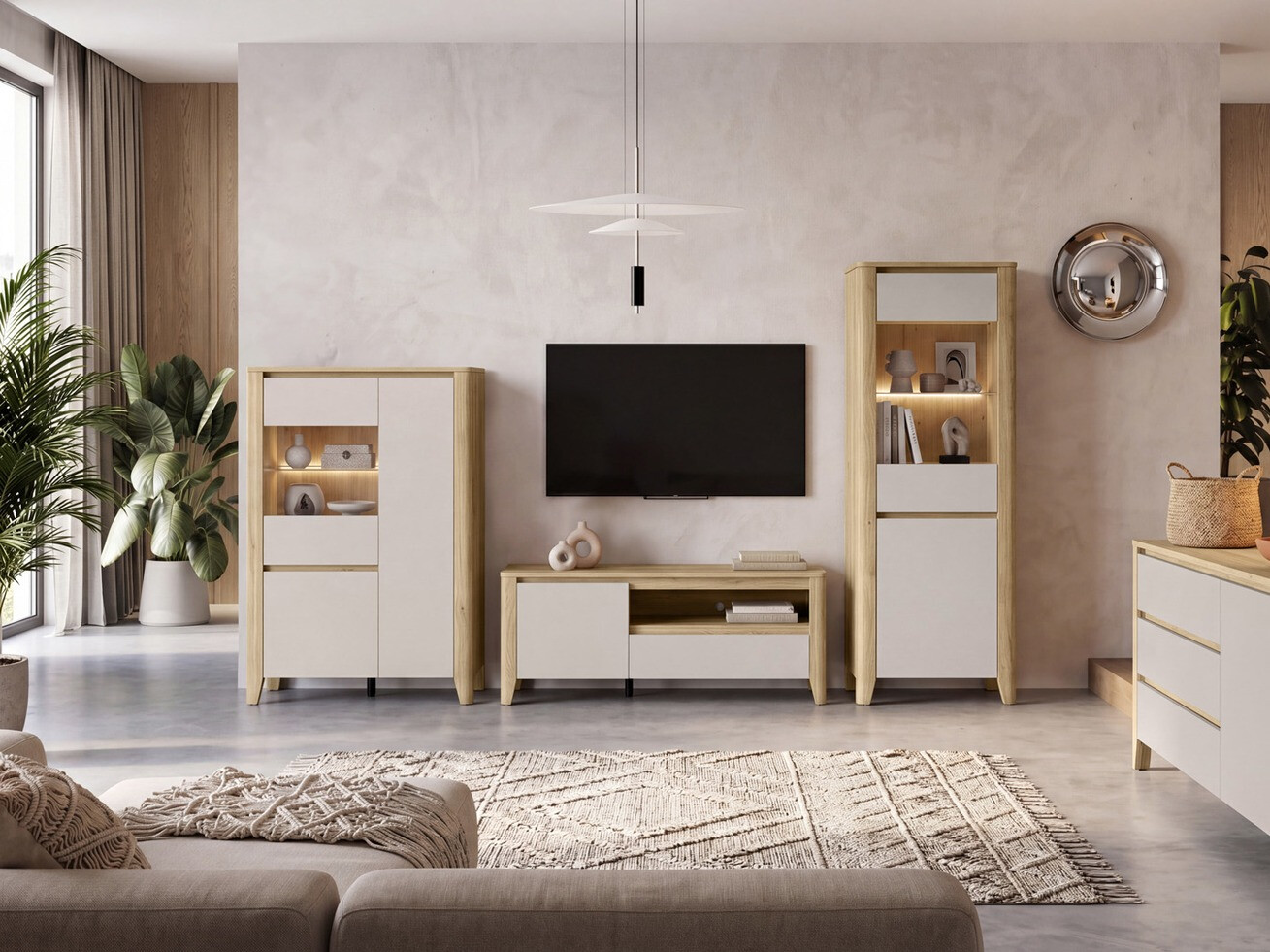 TV-bord Talduno 100 (Lys eg + Kashmir)