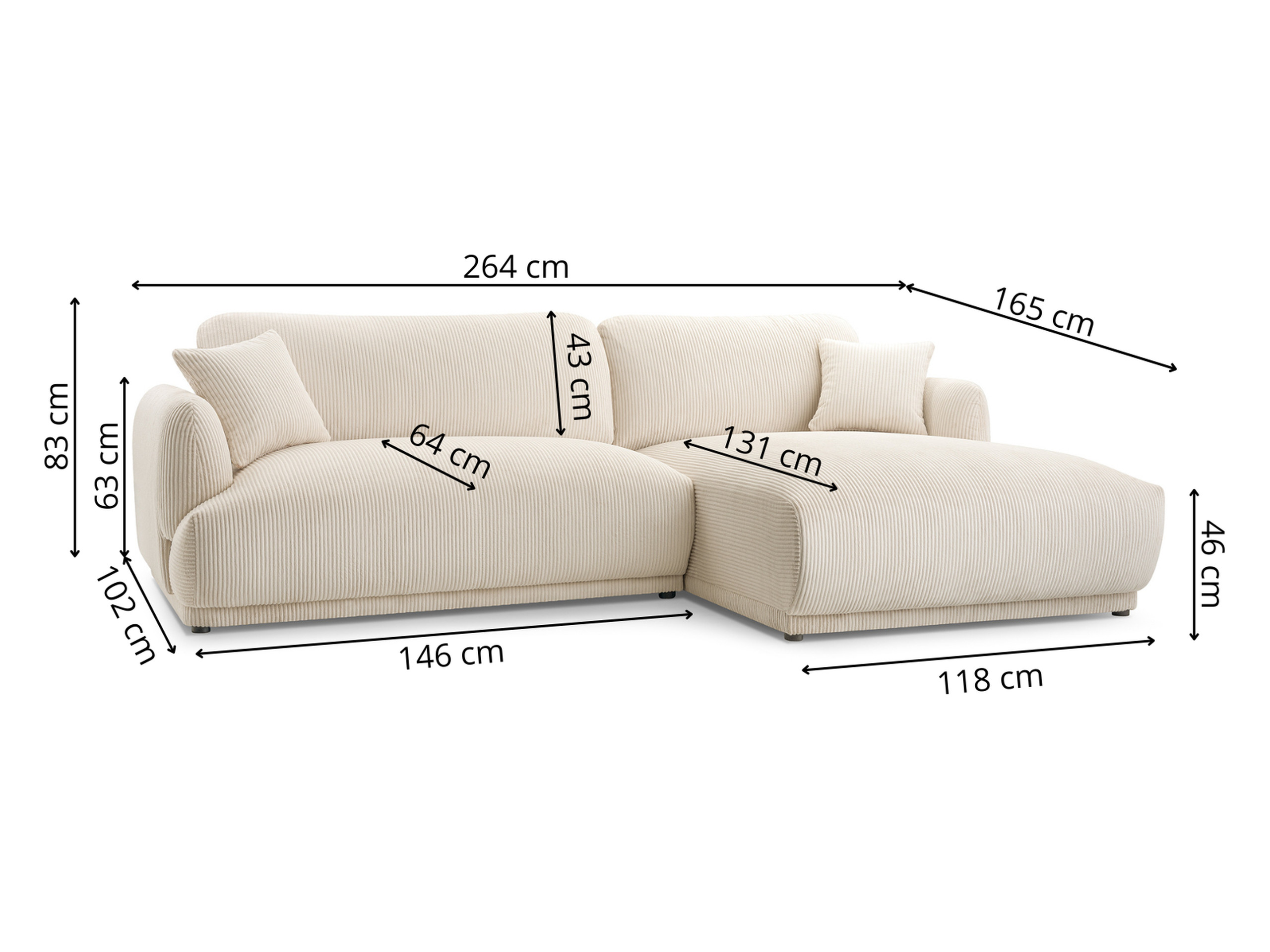 Hjørnesofa Lufkin 136 (Lincoln 83)