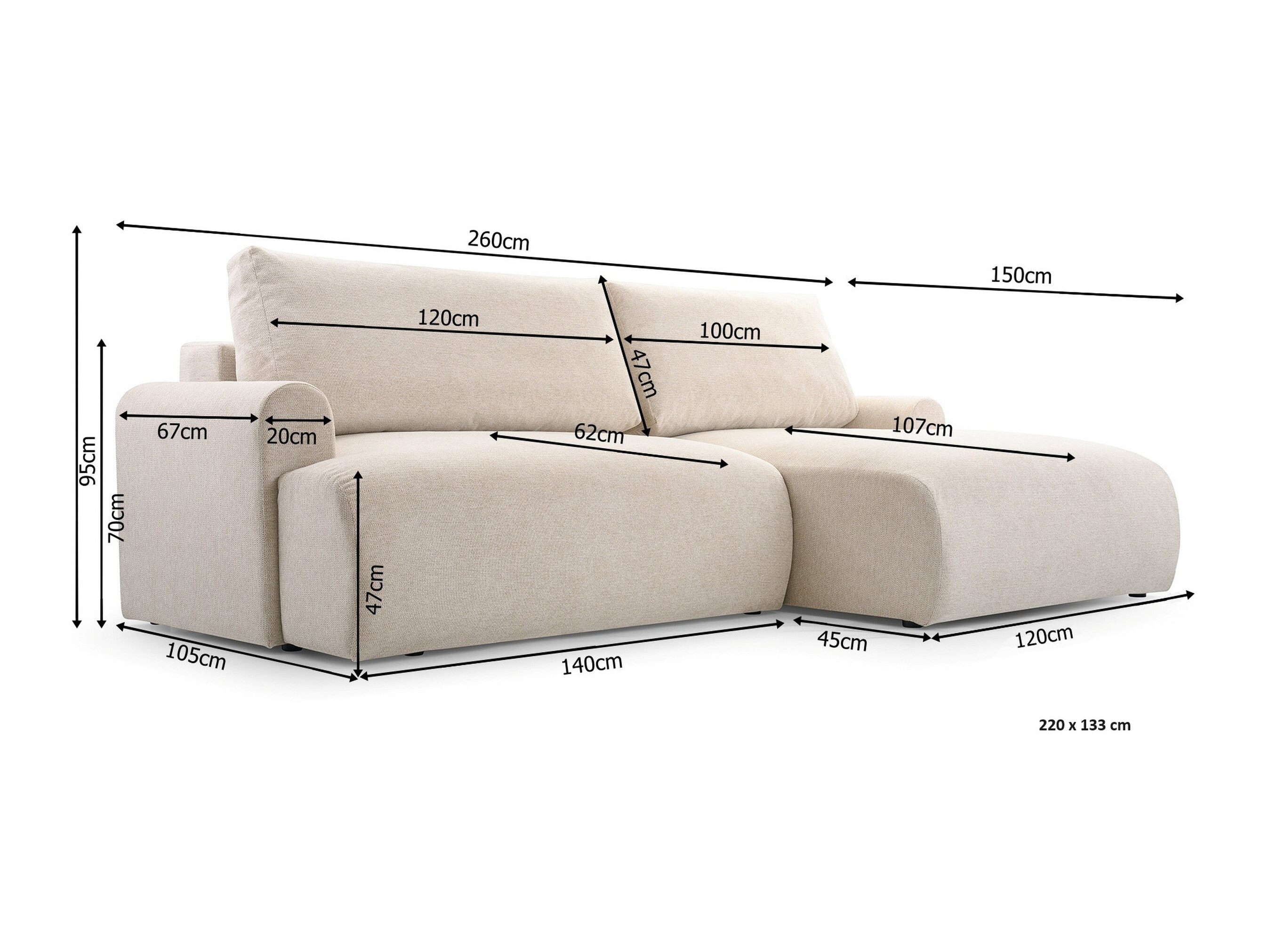 Hjørnesofa Lufkin 152 (Aragon 39)