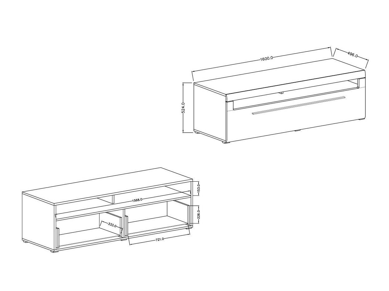 TV-bord Ophsalu 104 (Hvid + Glansfuld hvid)