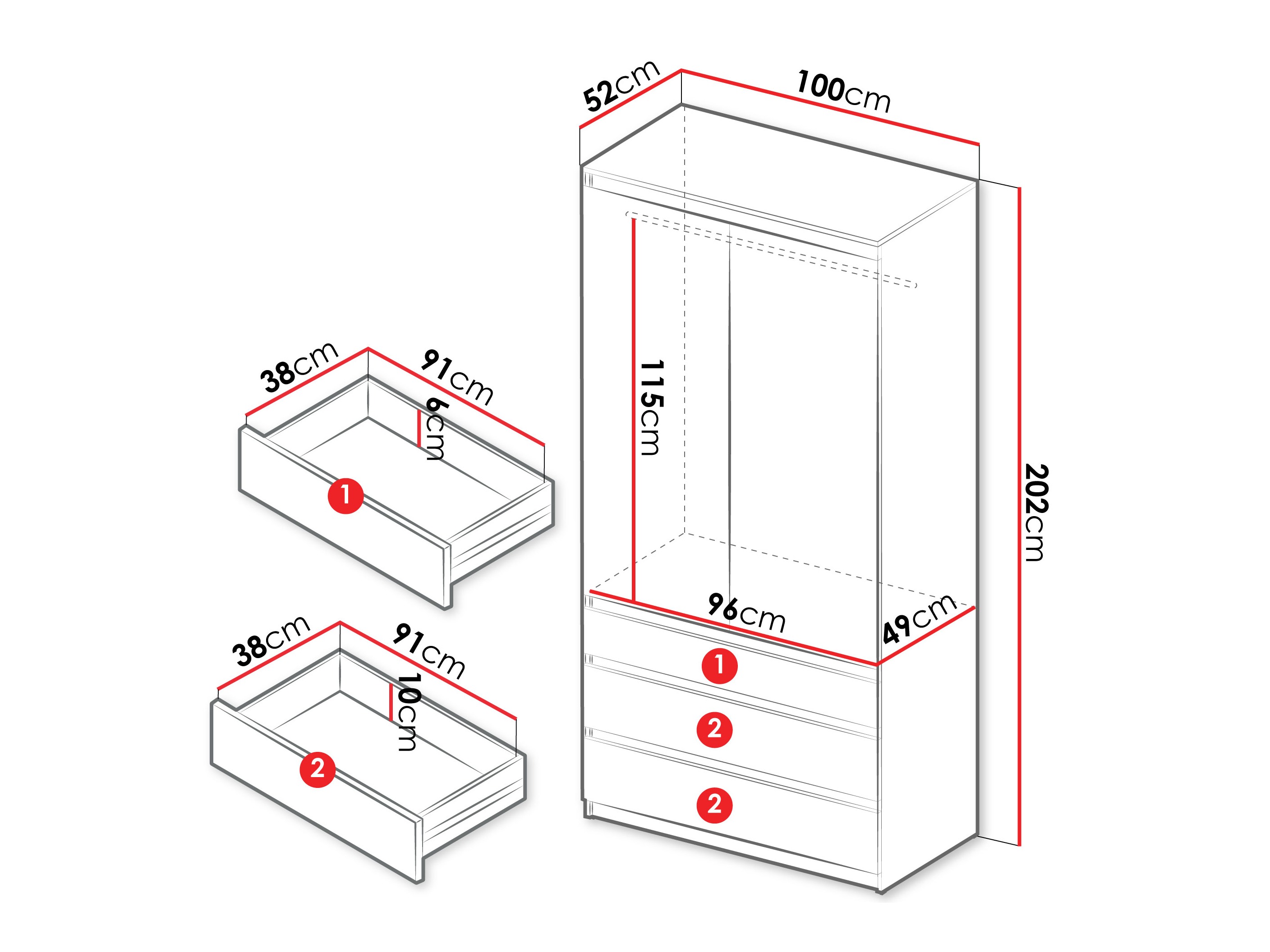 Garderobeskab Comfivo Structor (Sort)
