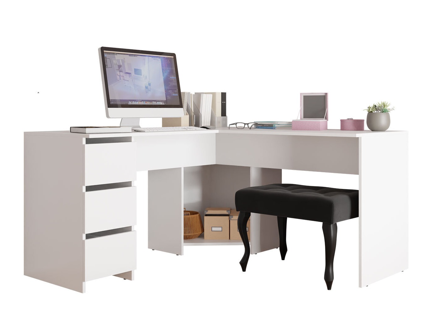 Hjørneskrivebord Comfivo 576 (Hvid)