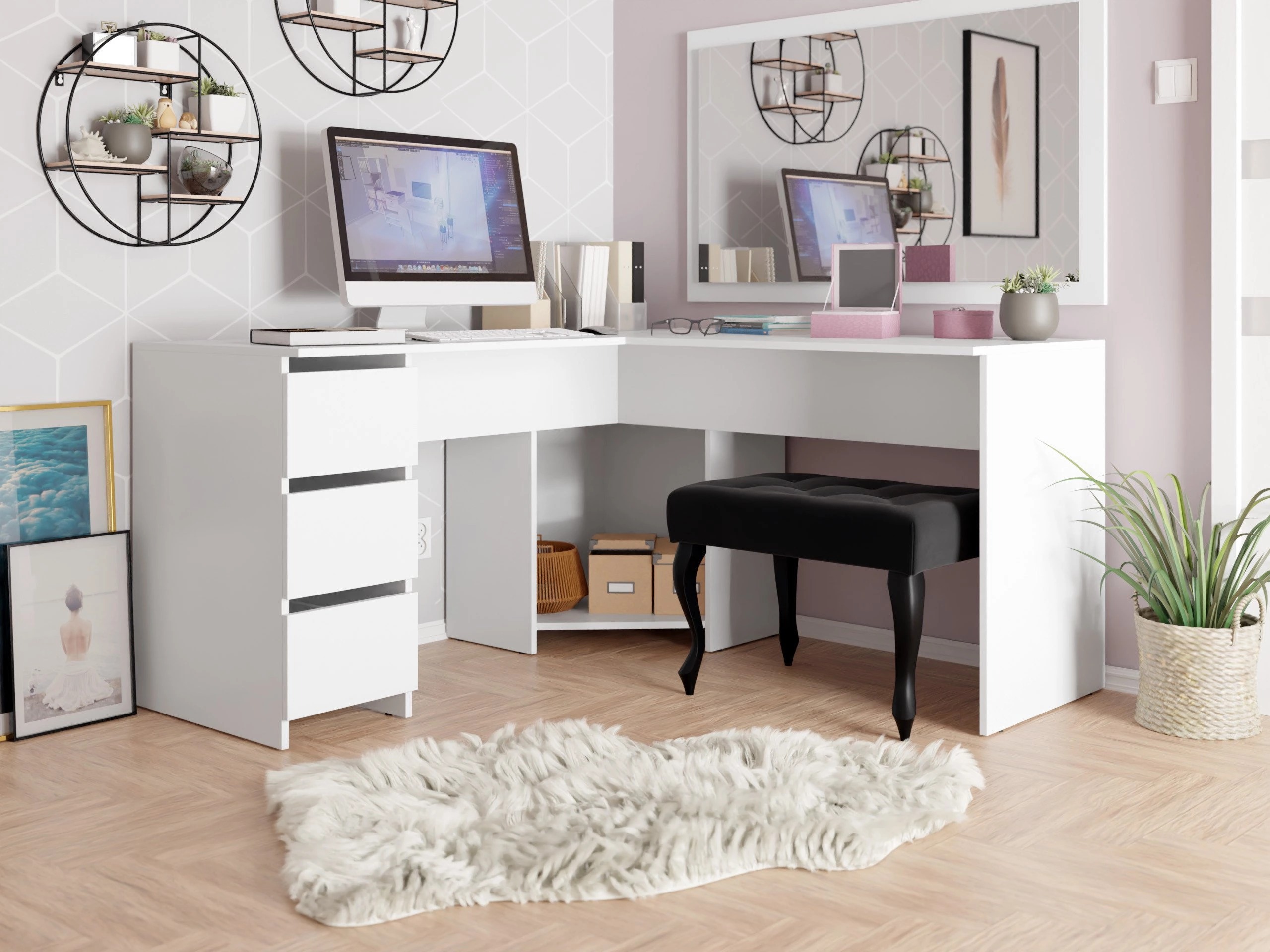 Hjørneskrivebord Comfivo 576 (Hvid)