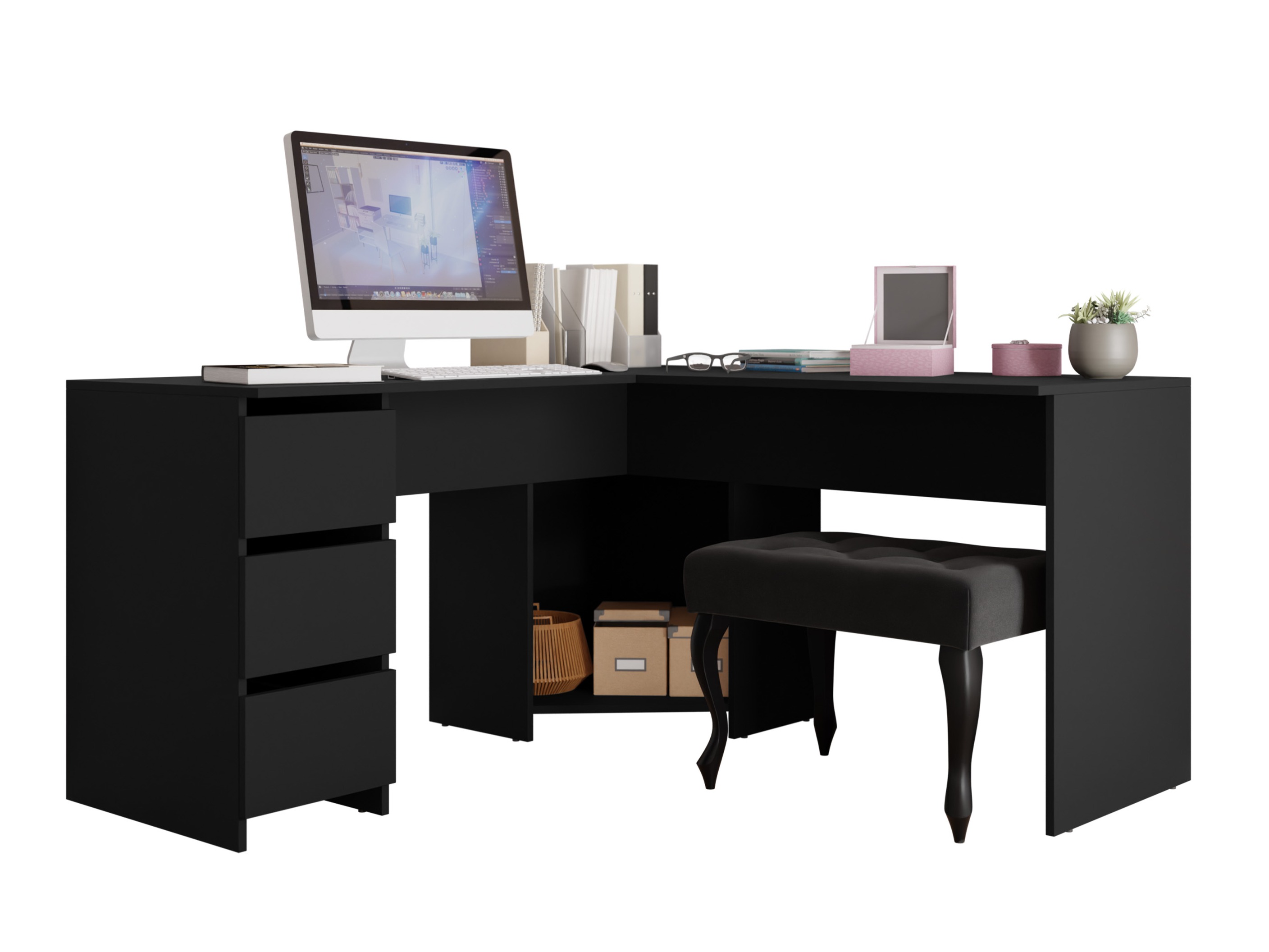 Hjørneskrivebord Comfivo 576 (Sort)