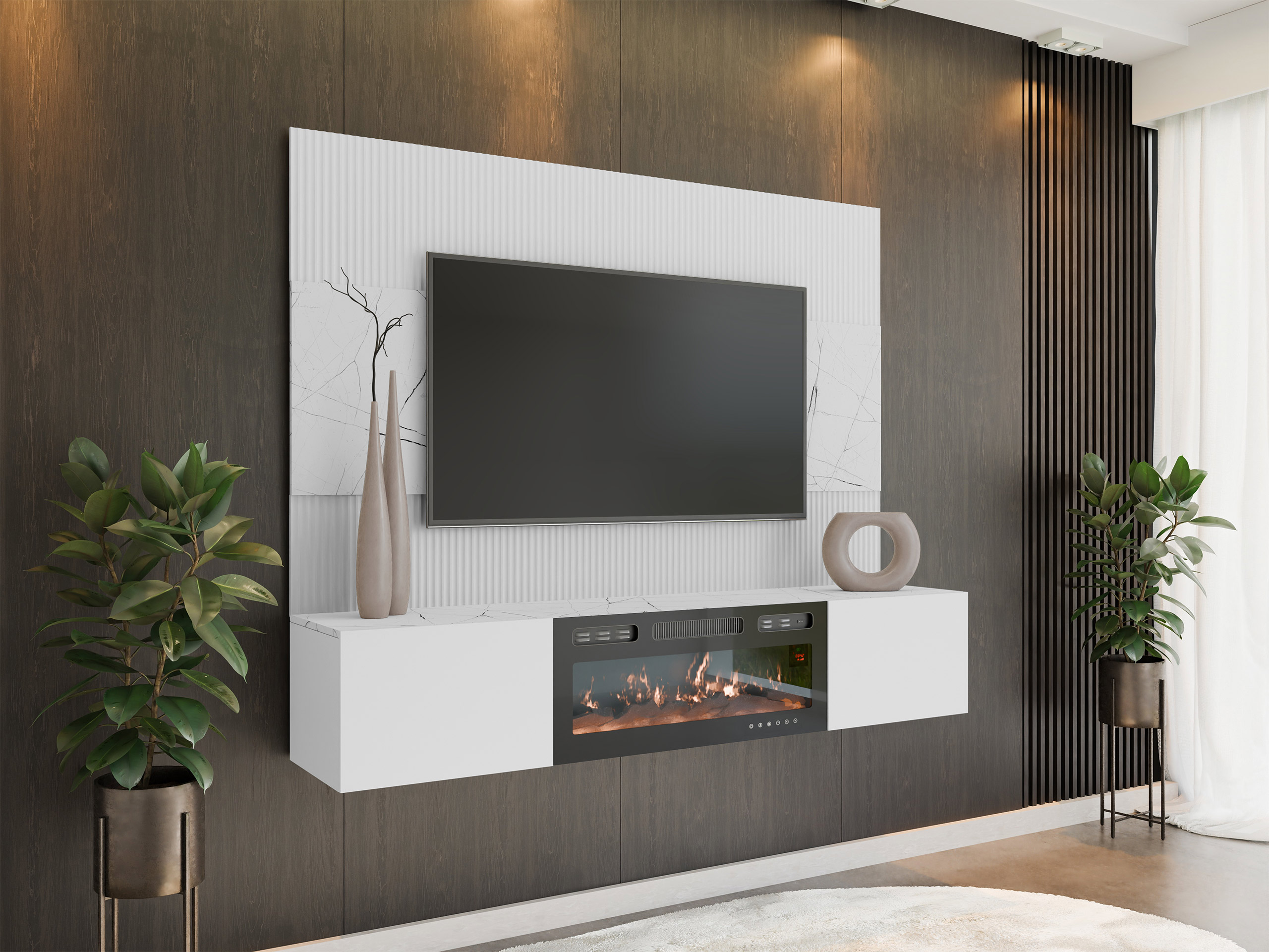 Stuemøbelsæt Comfivo Salix VII (Hvid + Hvid marmor)