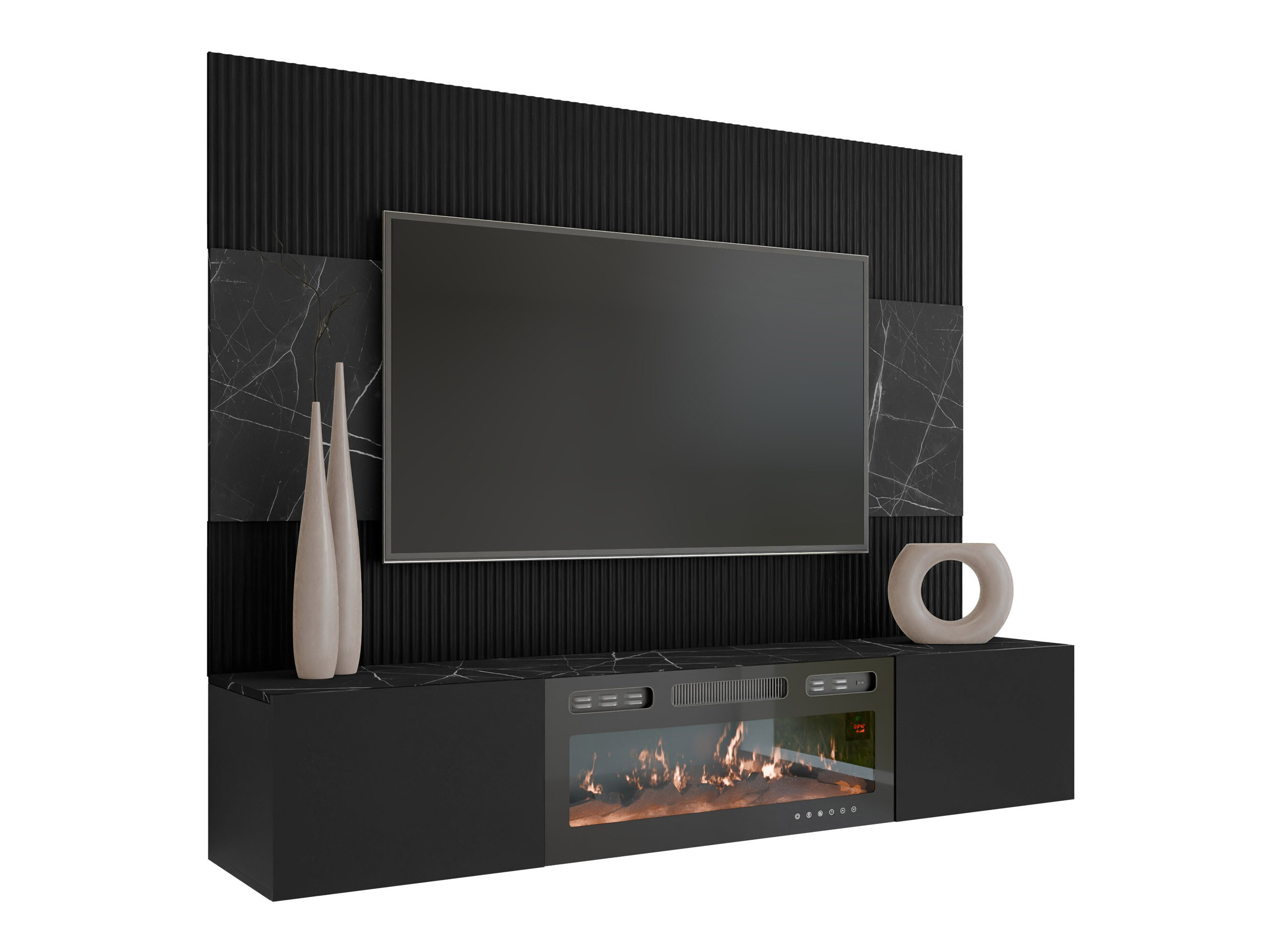 Stuemøbelsæt Comfivo Salix VII (Sort + Sort marmor)