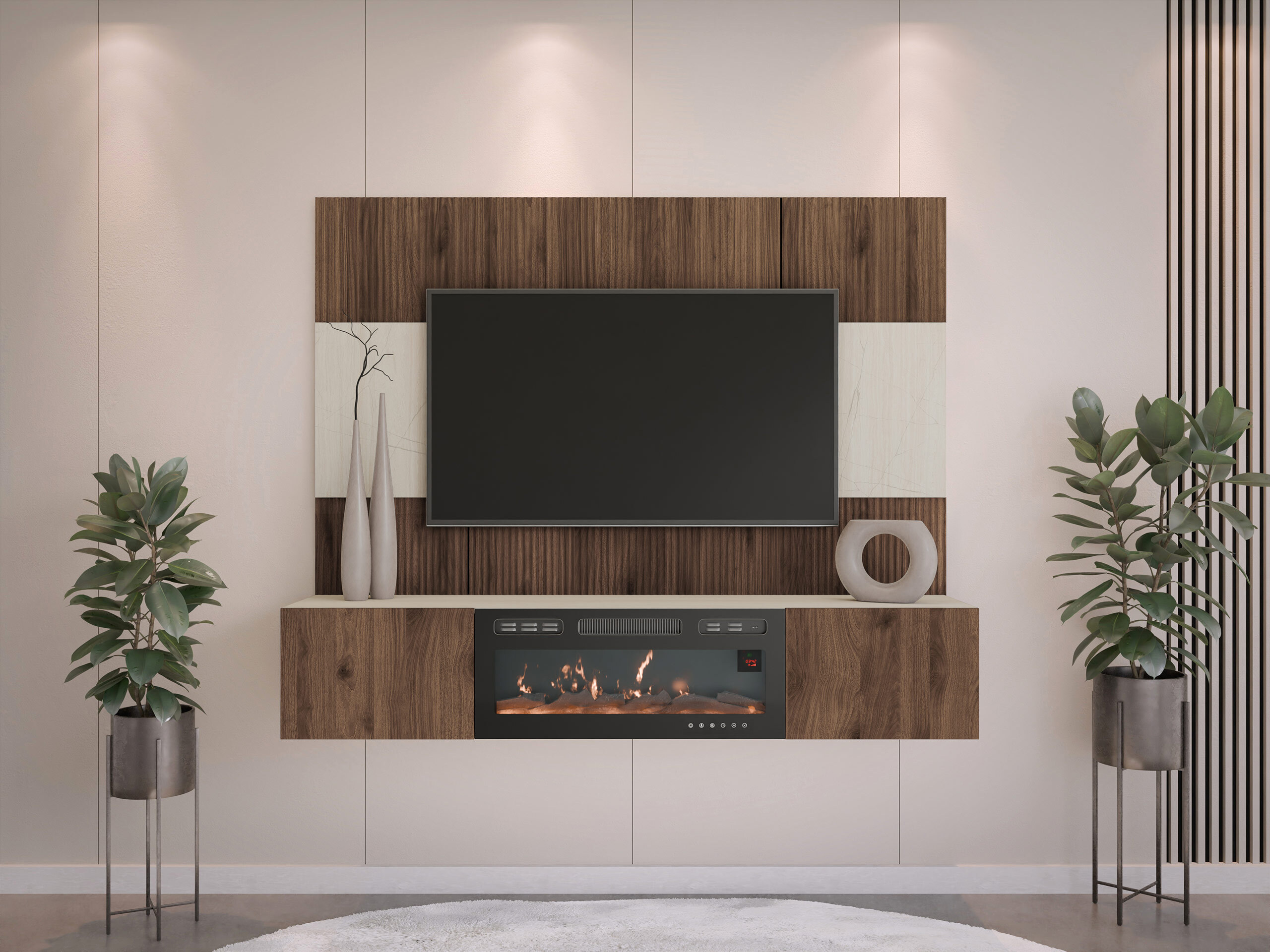 Stuemøbelsæt Comfivo Salix VII (Valnød + Lys Travertine)