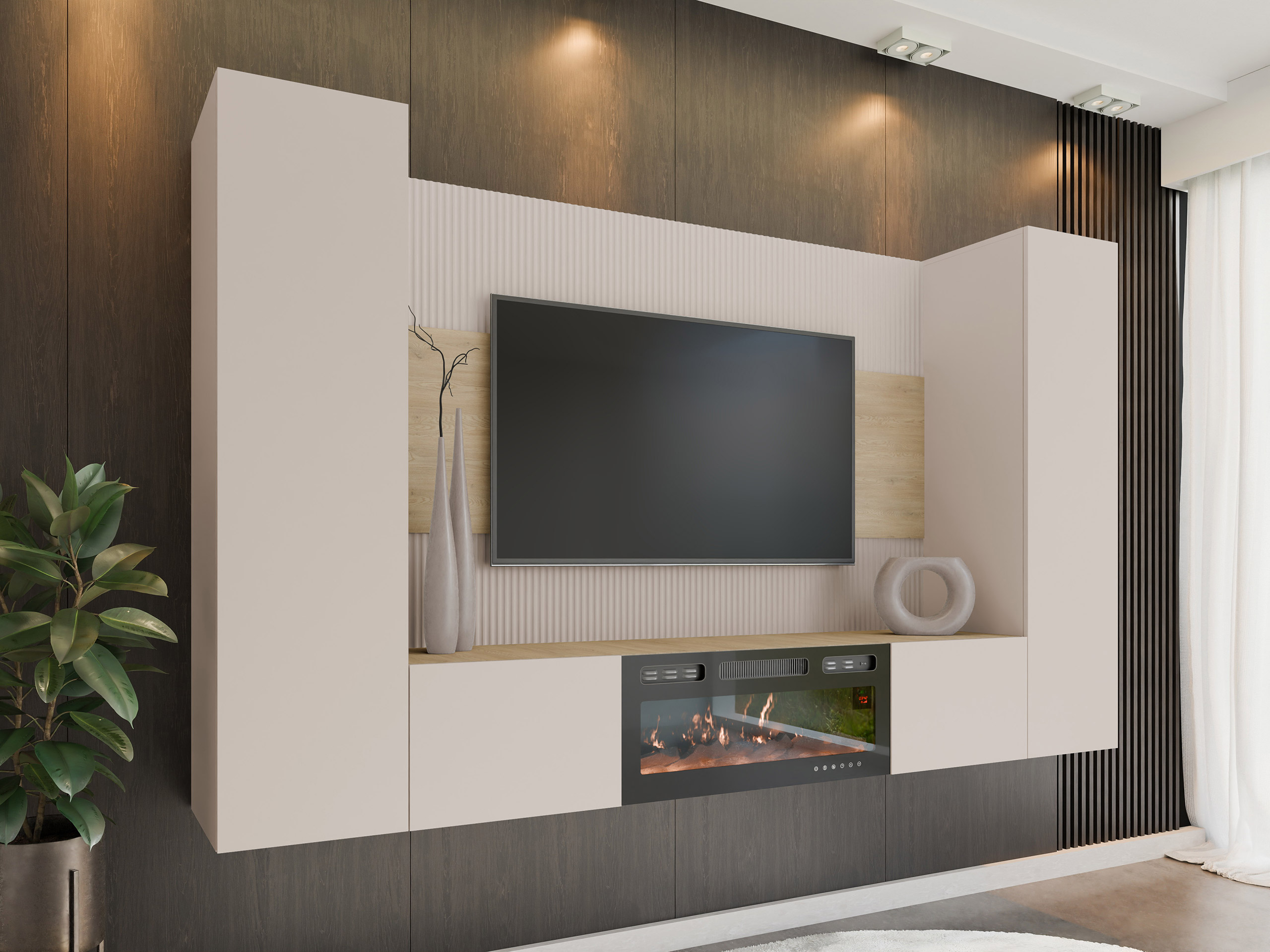 Stuemøbelsæt Comfivo Salix VIII (Beige + Cremona-eg)