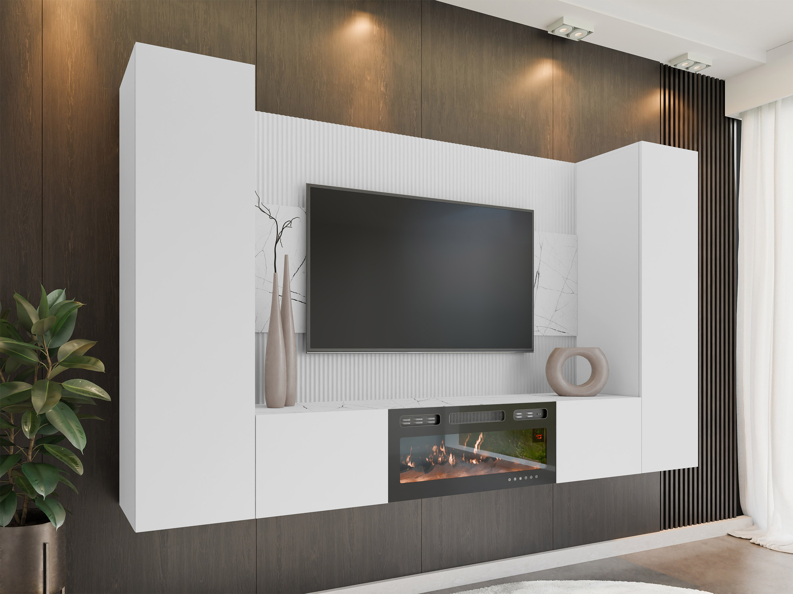Stuemøbelsæt Comfivo Salix VIII (Hvid + Hvid marmor)