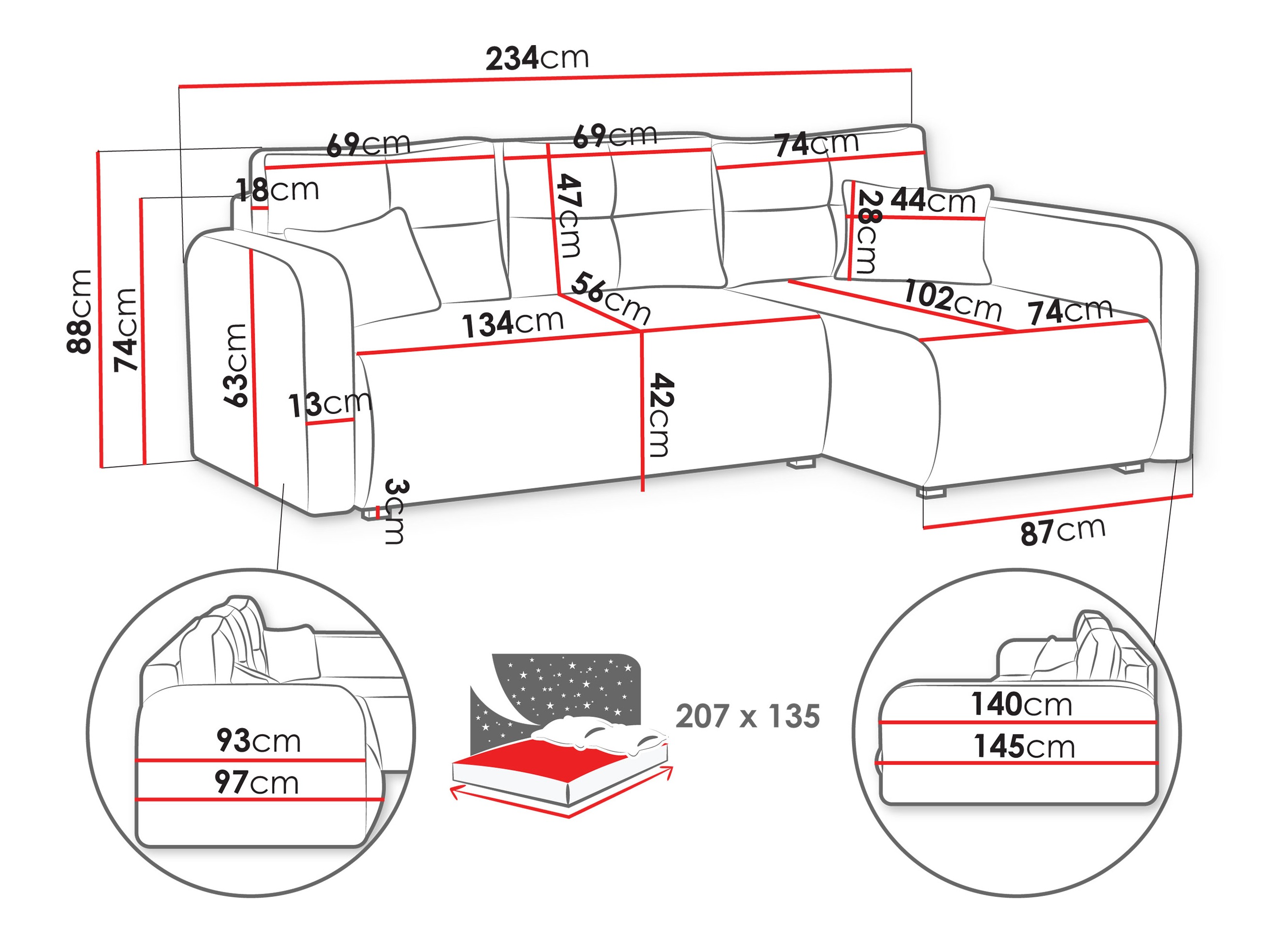 Hjørnesofa Delano 100 (Poso 110)