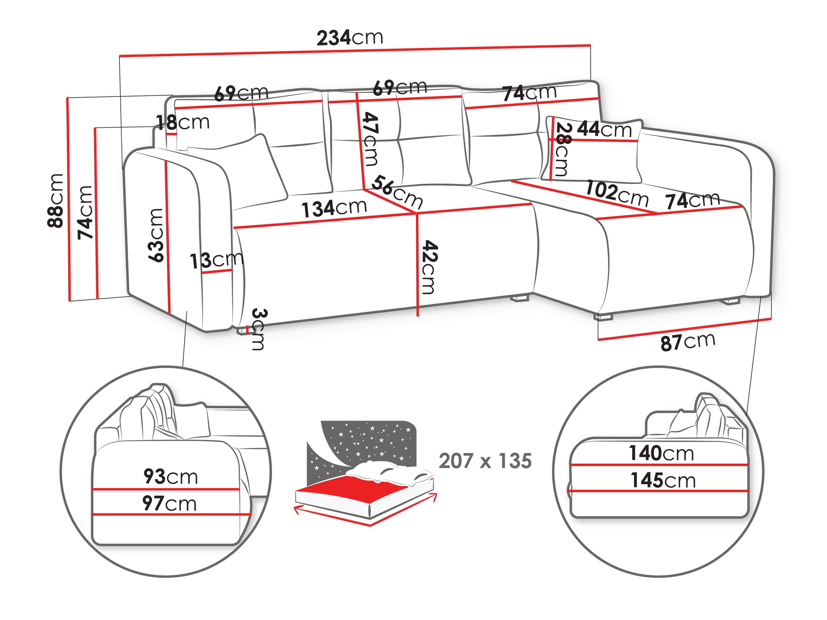 Hjørnesofa Delano 100 (Poso 110)