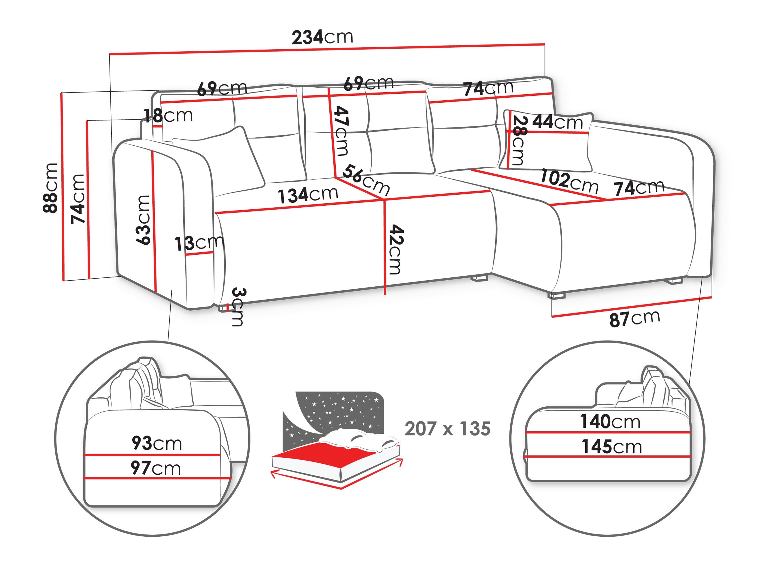 Hjørnesofa Delano 100 (Poso 135)
