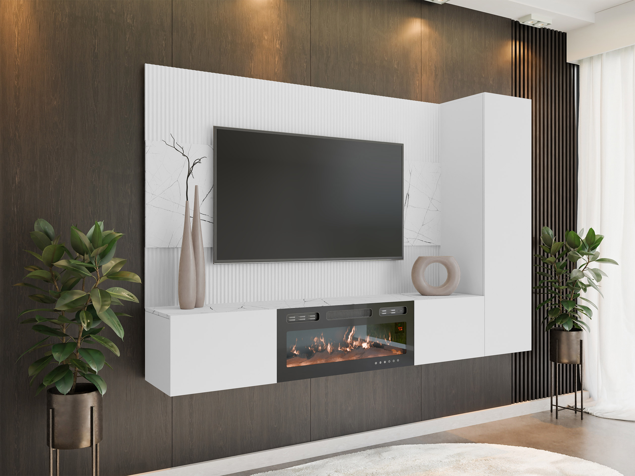 Stuemøbelsæt Comfivo Salix IX (Hvid + Hvid marmor)