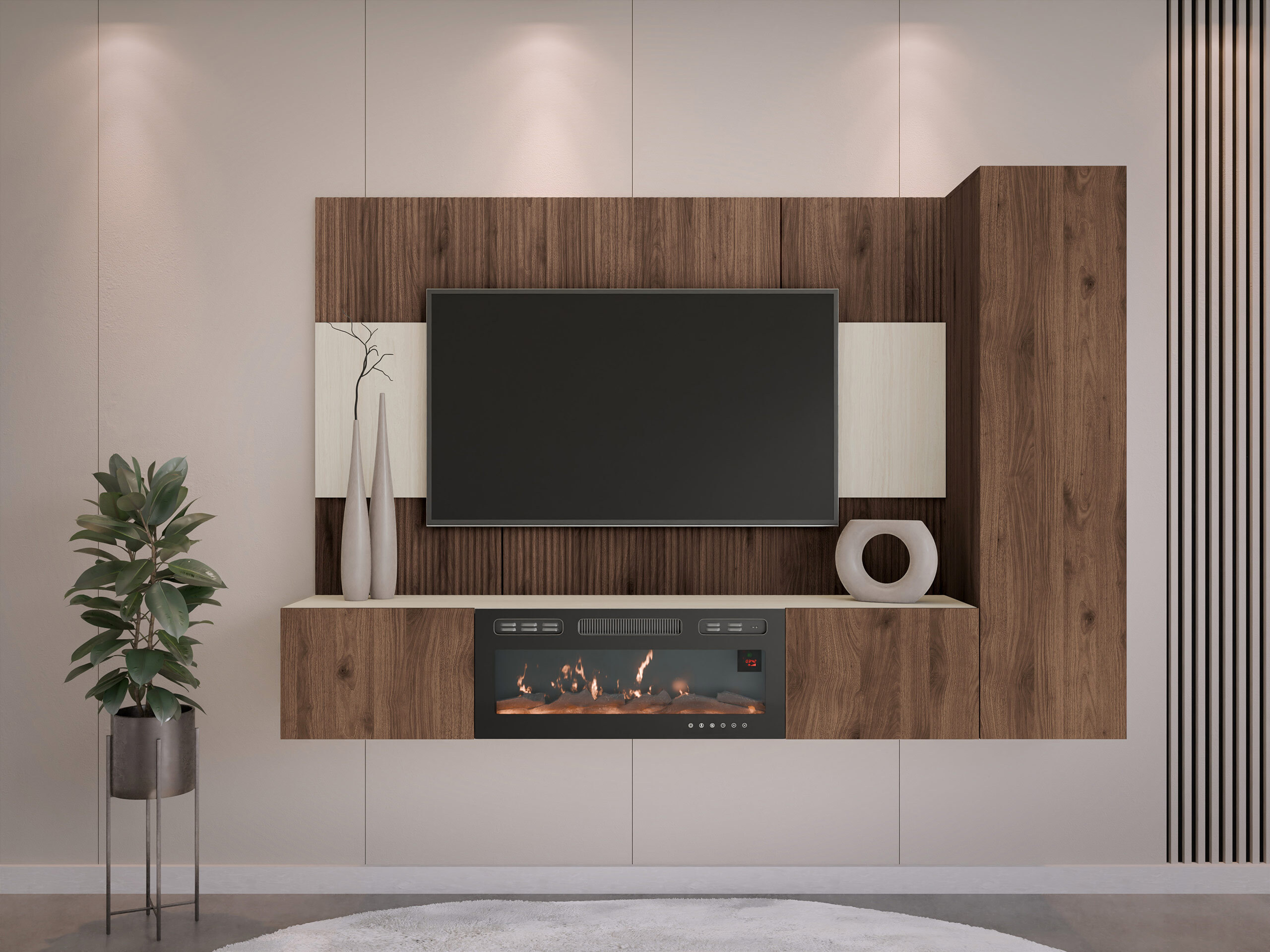 Stuemøbelsæt Comfivo Salix IX (Valnød + Lys Travertine)