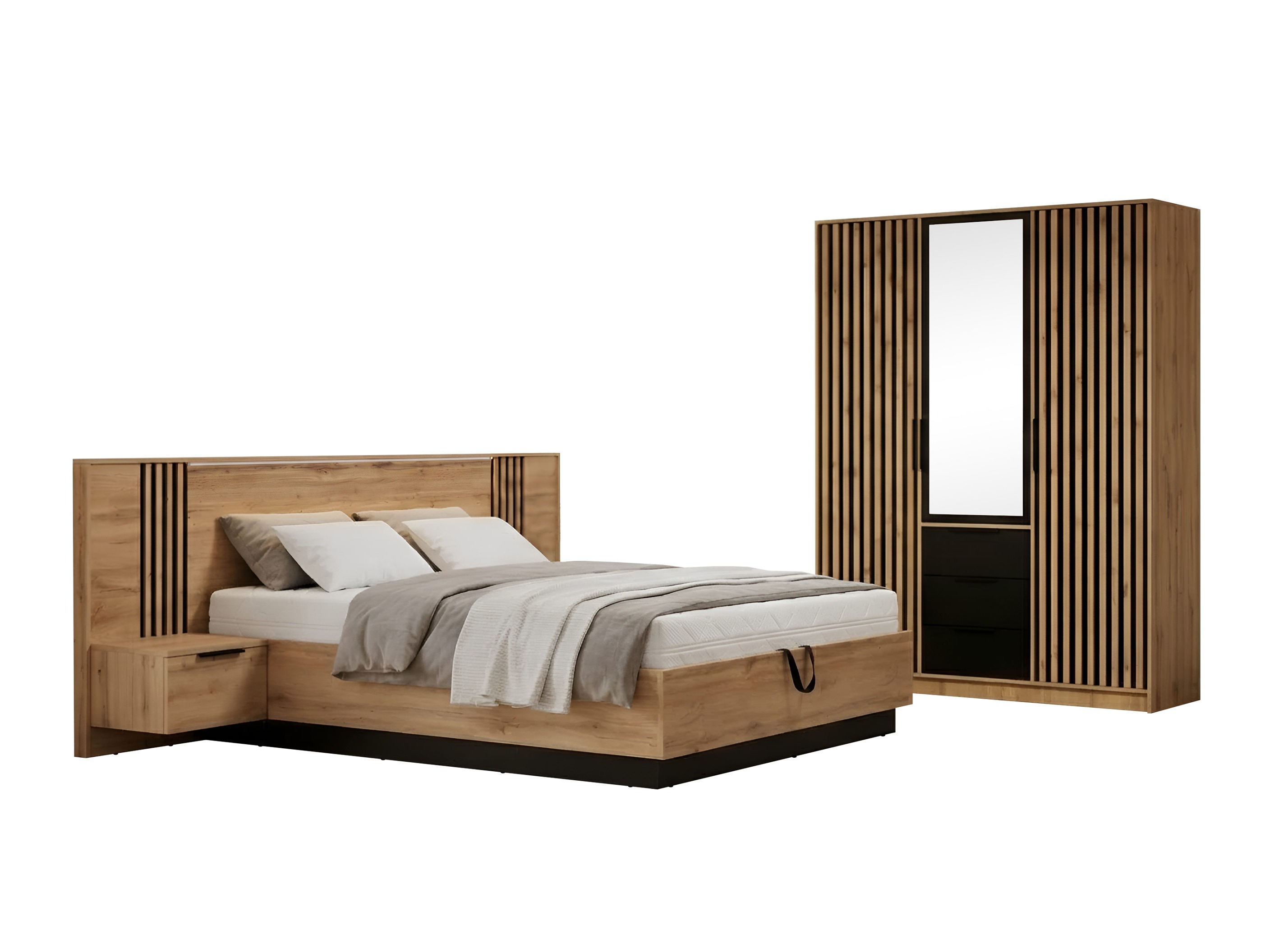 Soveværelsessæt Collis (Wotan eg + Sort)