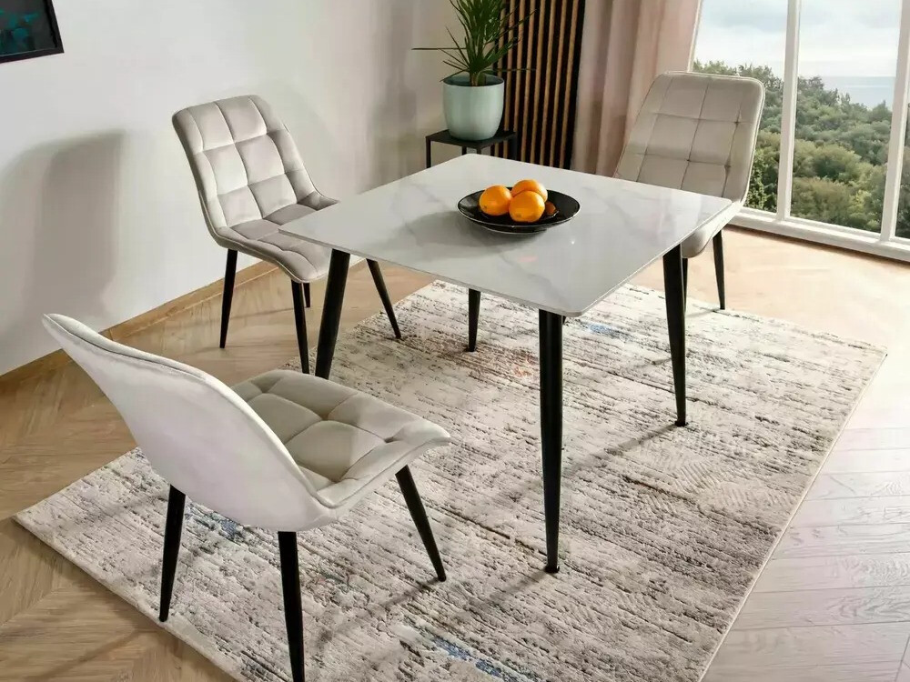 Bord Detroit 876 (Hvid marmor + Sort)