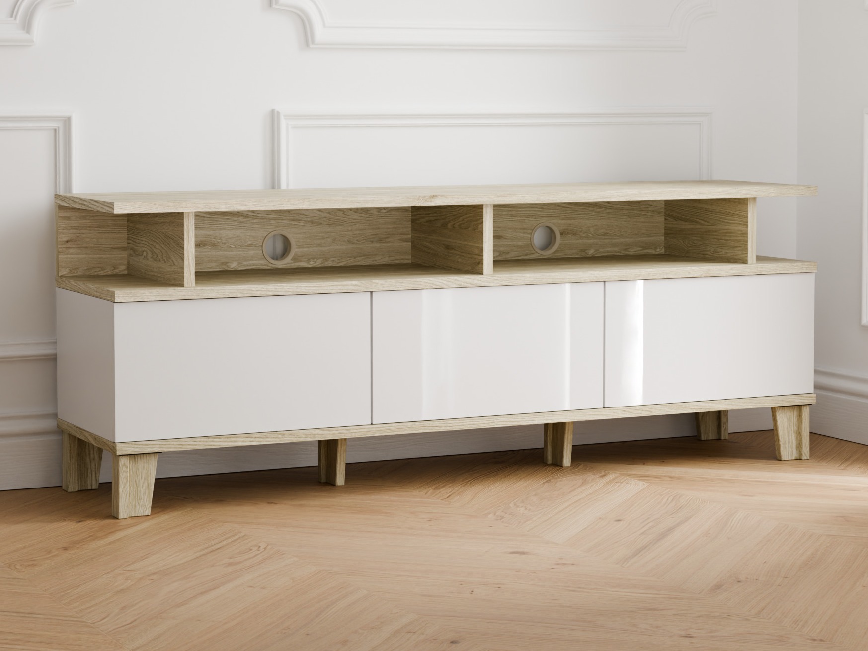 TV-bord Evarveru 101 (Glansfuld hvid)