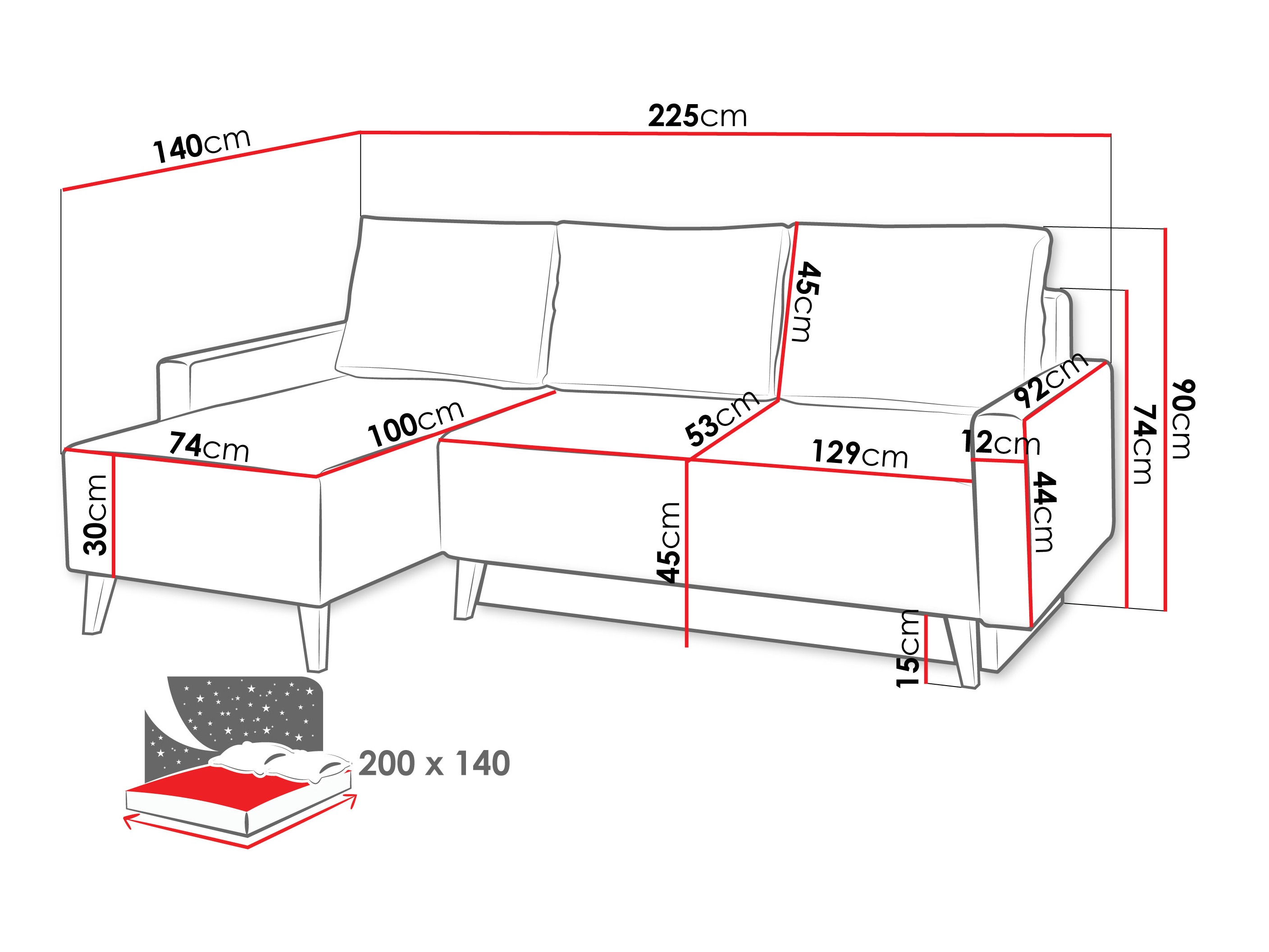 Hjørnesofa Delbene 130 (Verita 88 + Mørk San Remo eg)