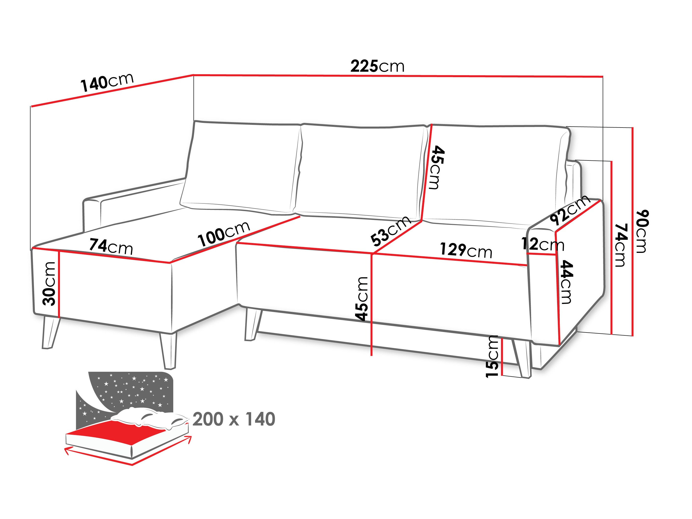 Hjørnesofa Delbene 130 (Verita 98 + Mørk San Remo eg)