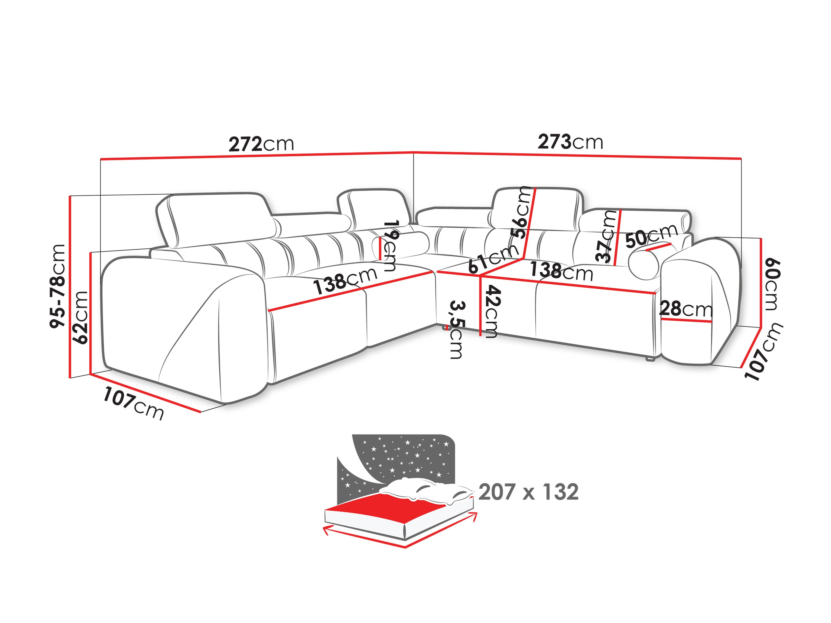 Hjørnesofa Sarasota 206 (Velo 623)