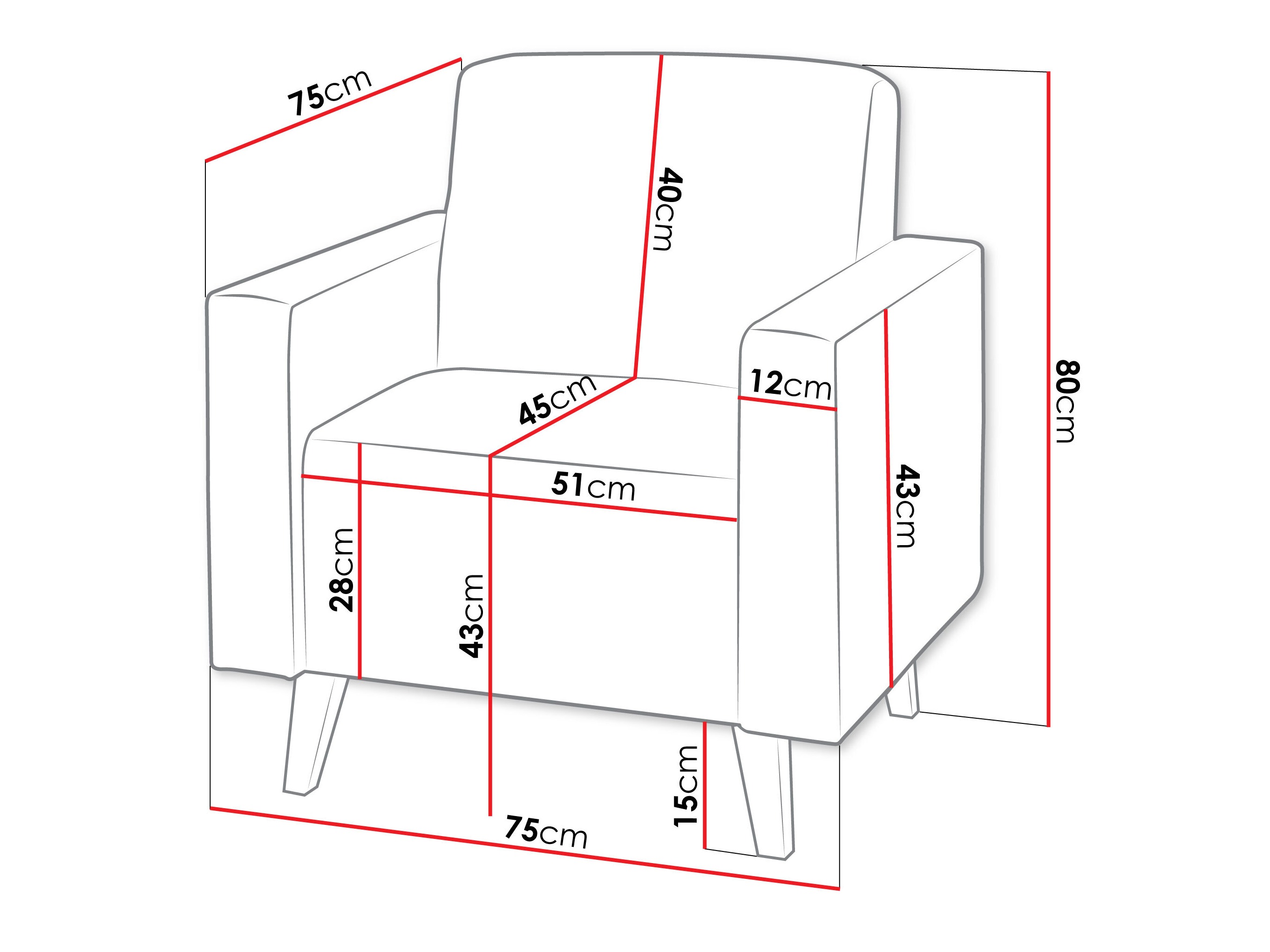 Lænestol Delbene 131 (Aura 23 + Blank sort)