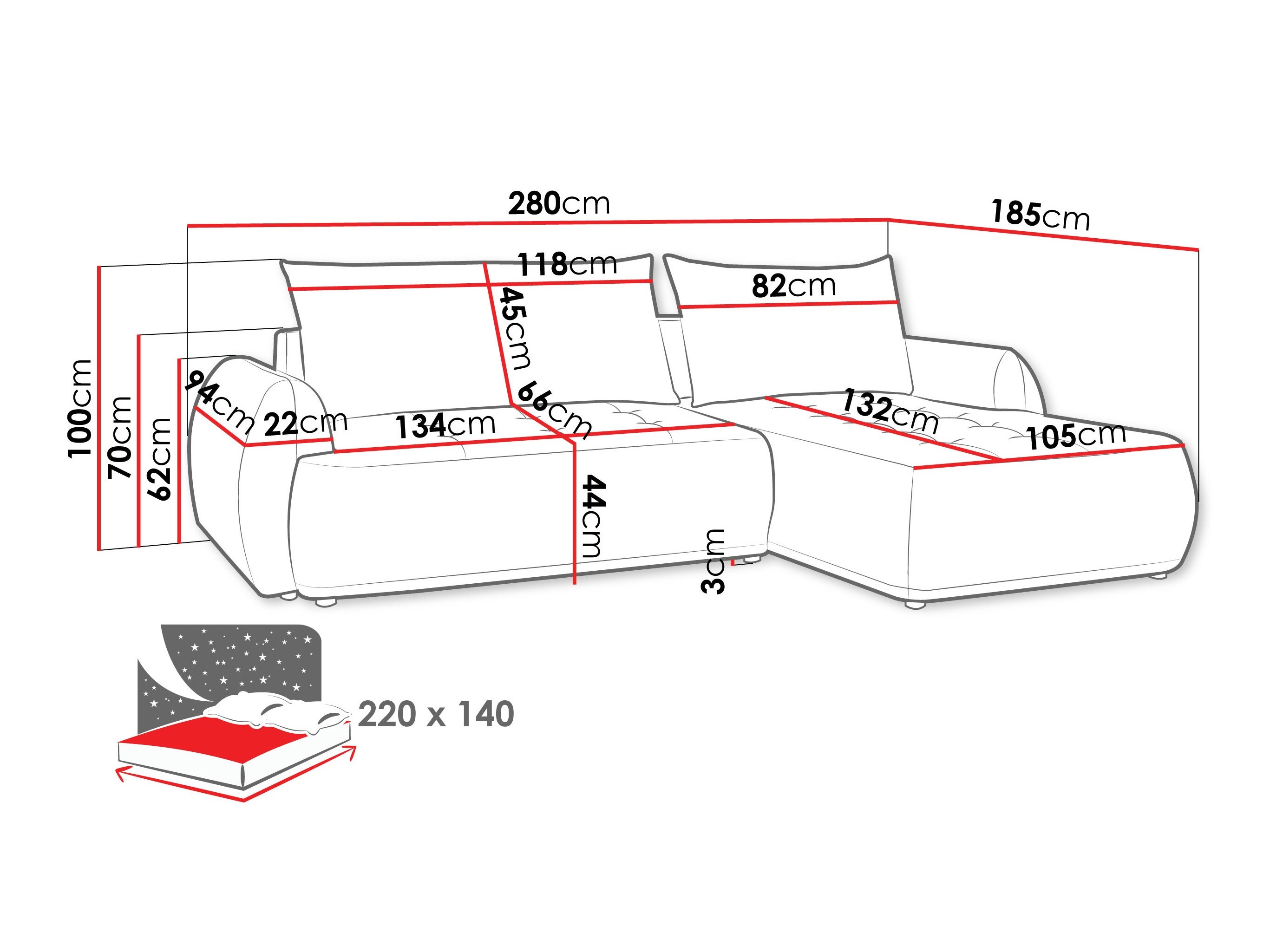 Hjørnesofa Sora II (Cruz 15)