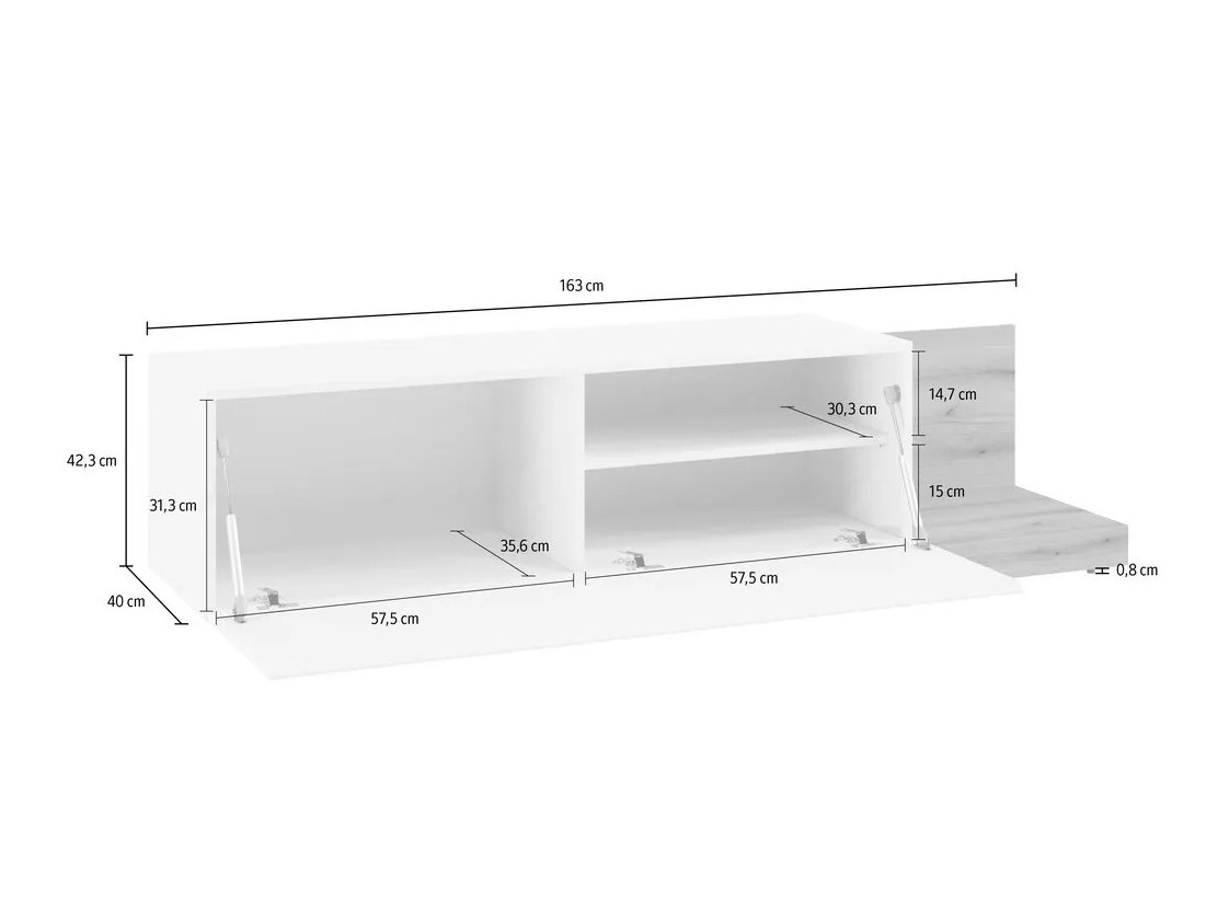 TV-bord Ontario 244 (Grå + Egetræ)