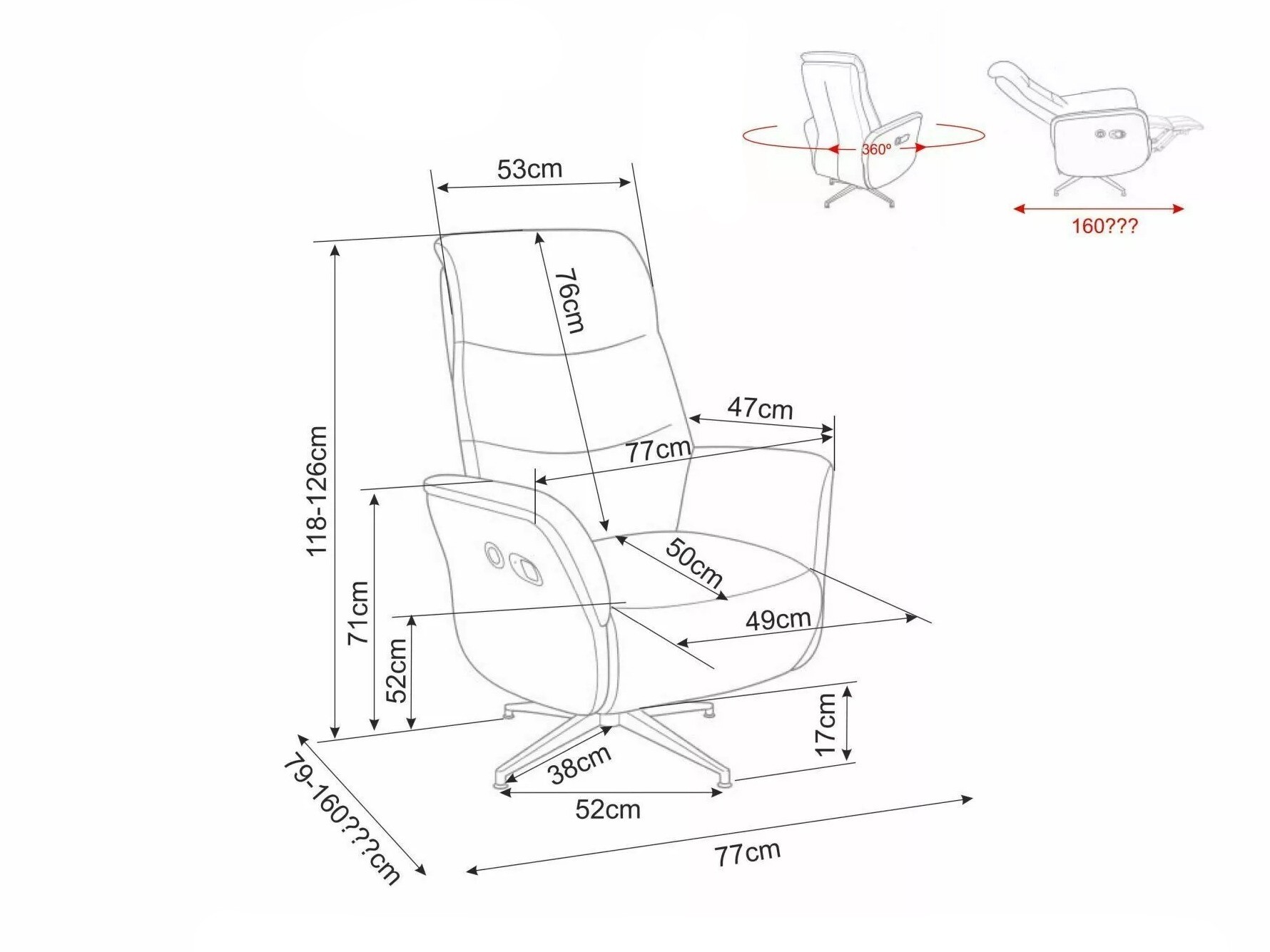 Hvilestol Detroit 1031 (Raven 07)