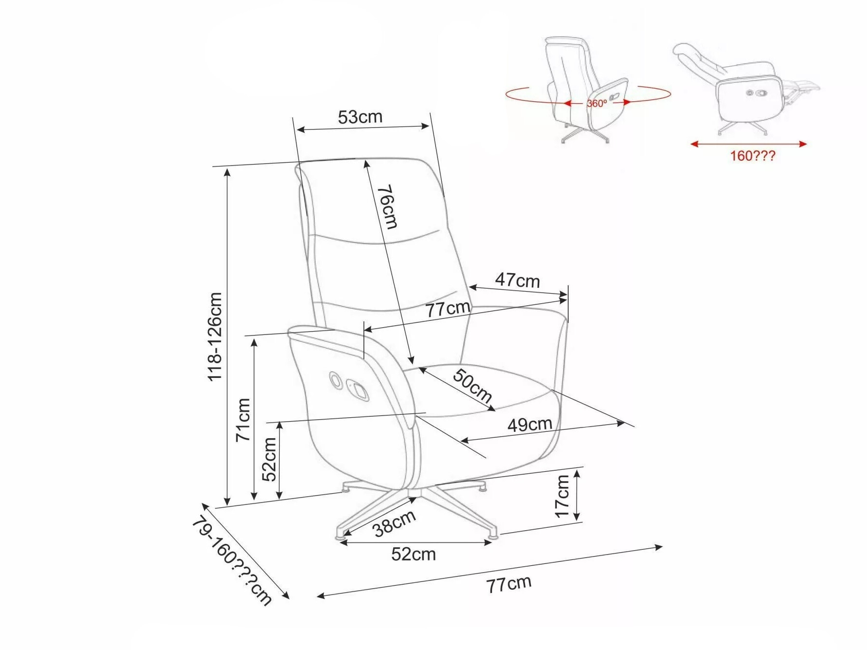 Hvilestol Detroit 1031 (Raven 22)