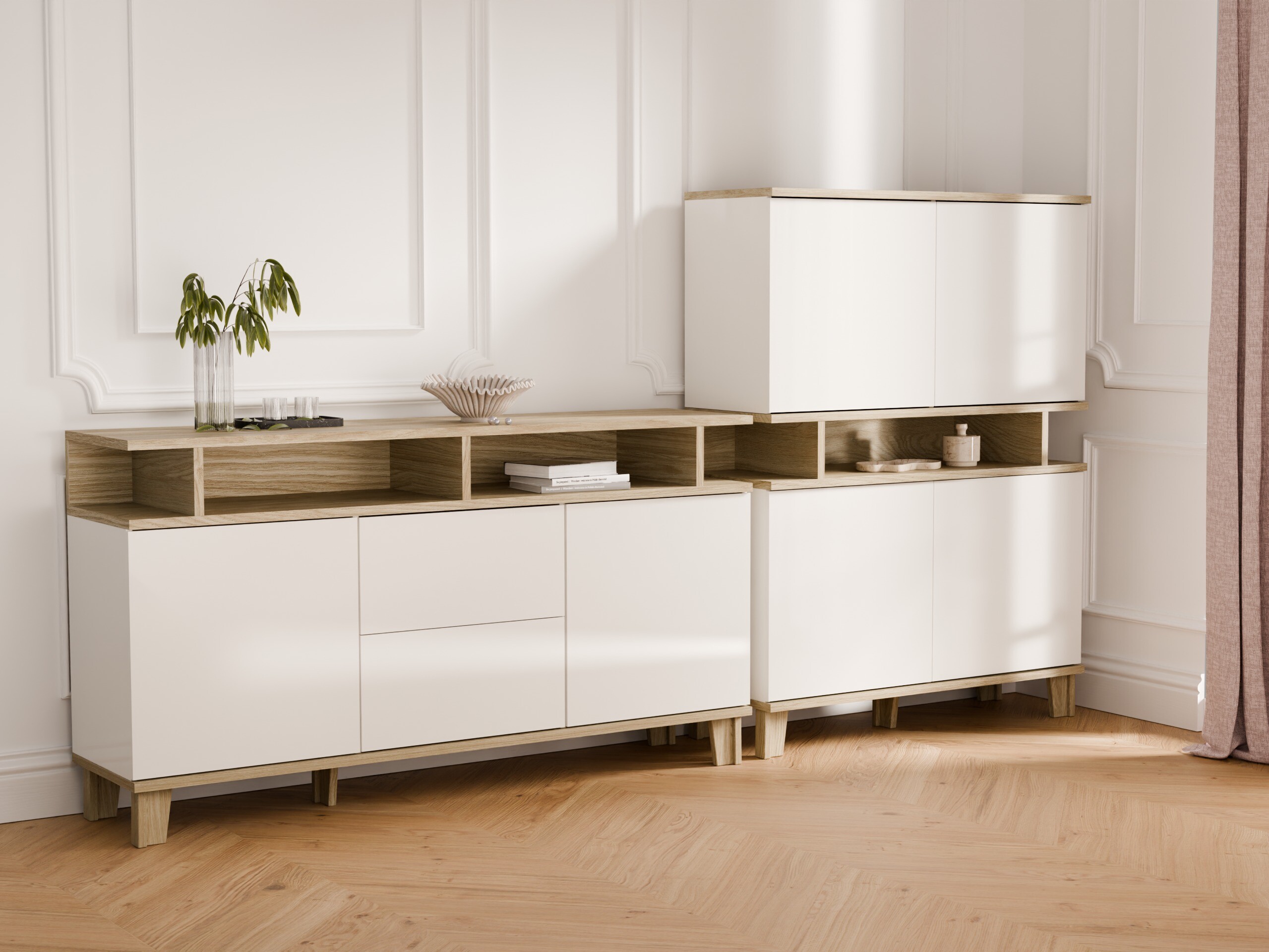 Kommode Evarveru 105 (Glansfuld hvid)