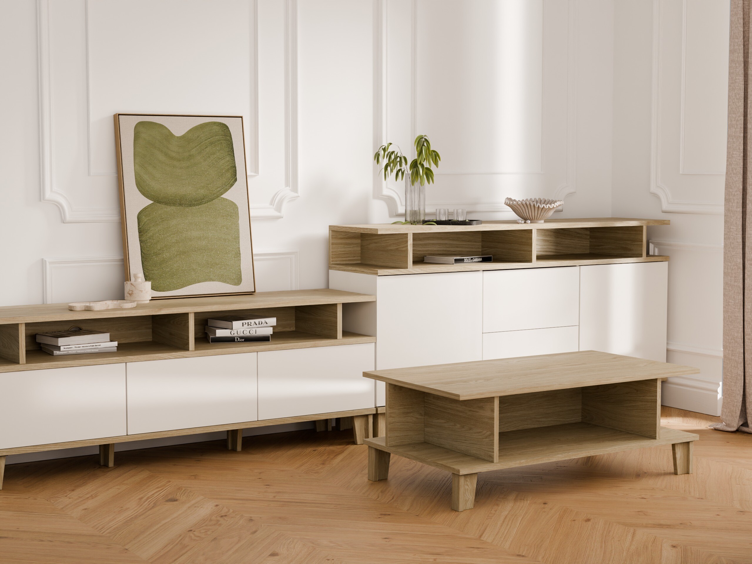 Kommode Evarveru 105 (Glansfuld hvid)