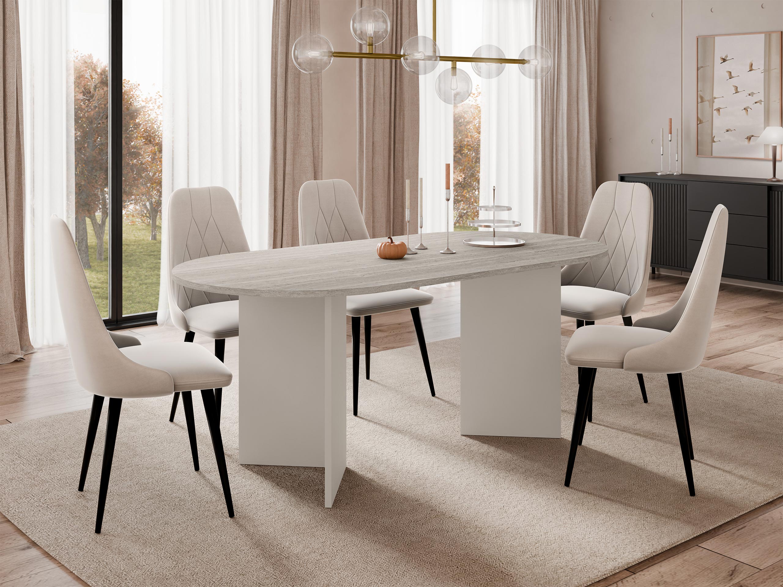 Bord Comfivo Fungus (Lys Travertine + Beige)