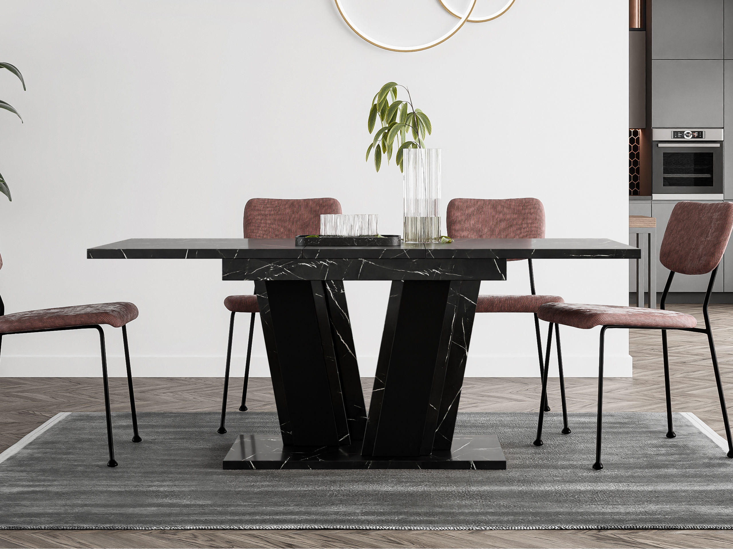 Bord Goodyear 139 (Sort marmor + Sort)