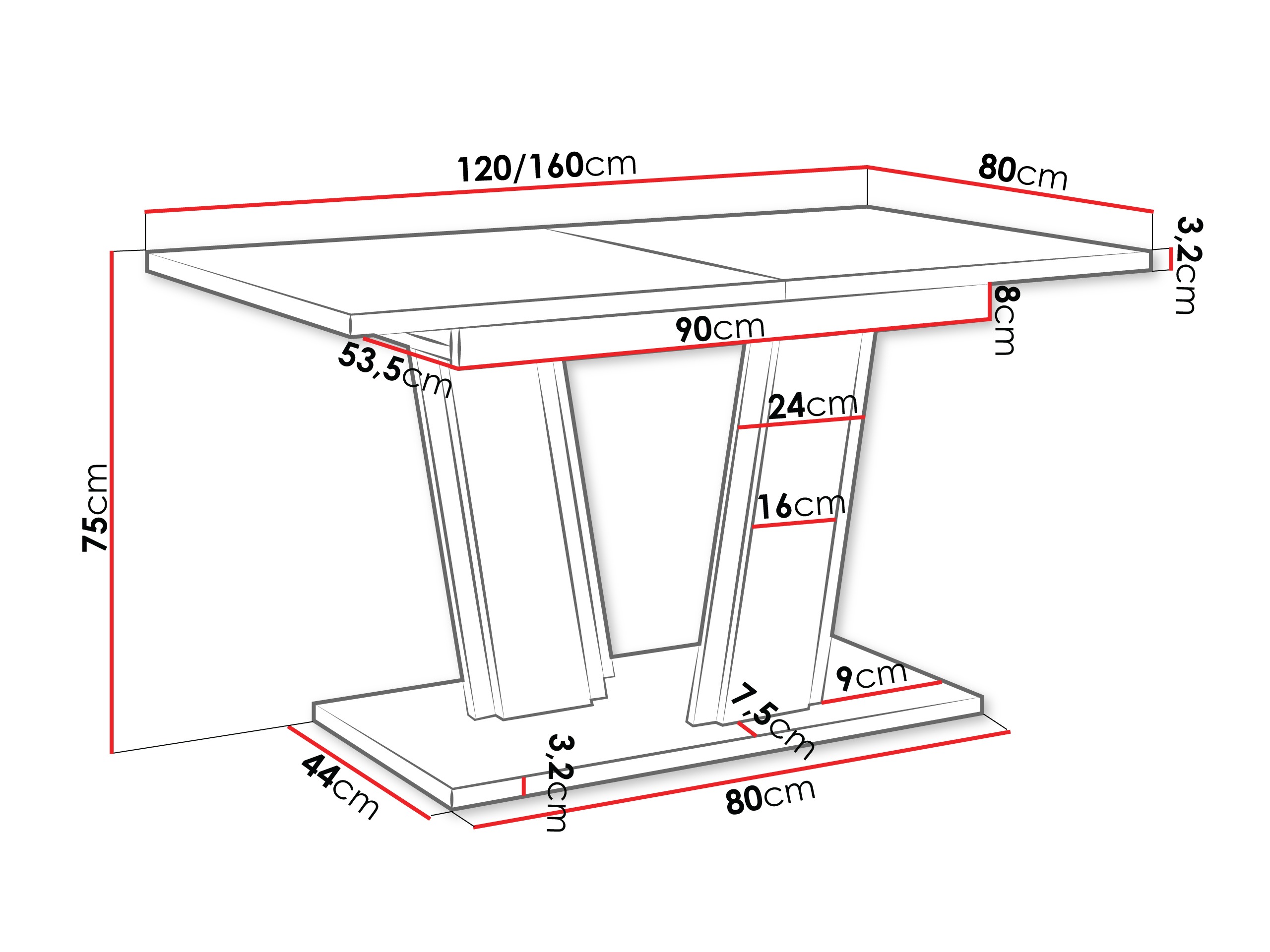 Bord Goodyear 139 (Sort + Wotan eg)